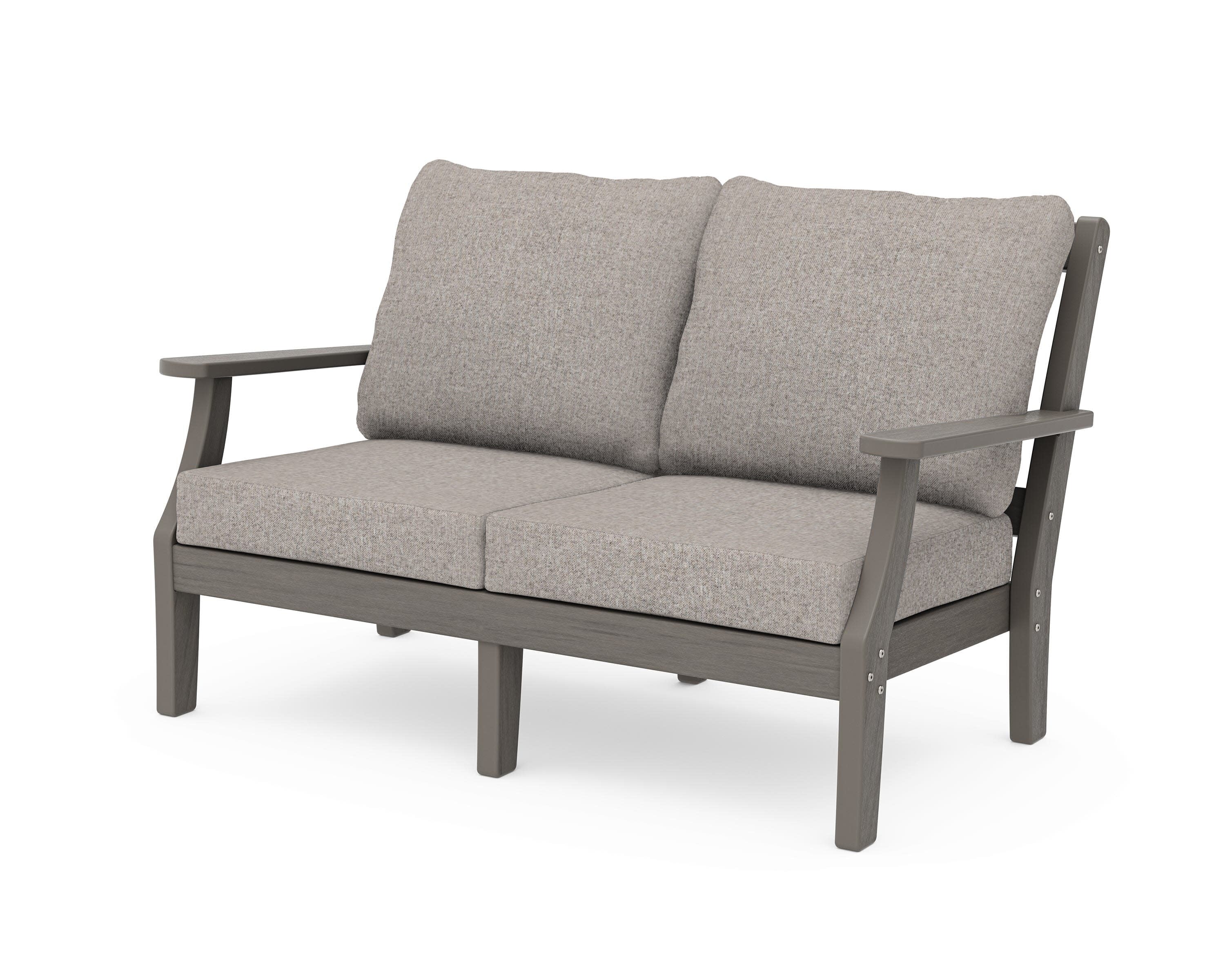 Chinoiserie Deep Seating Loveseat in Driftwood / Weathered Tweed
