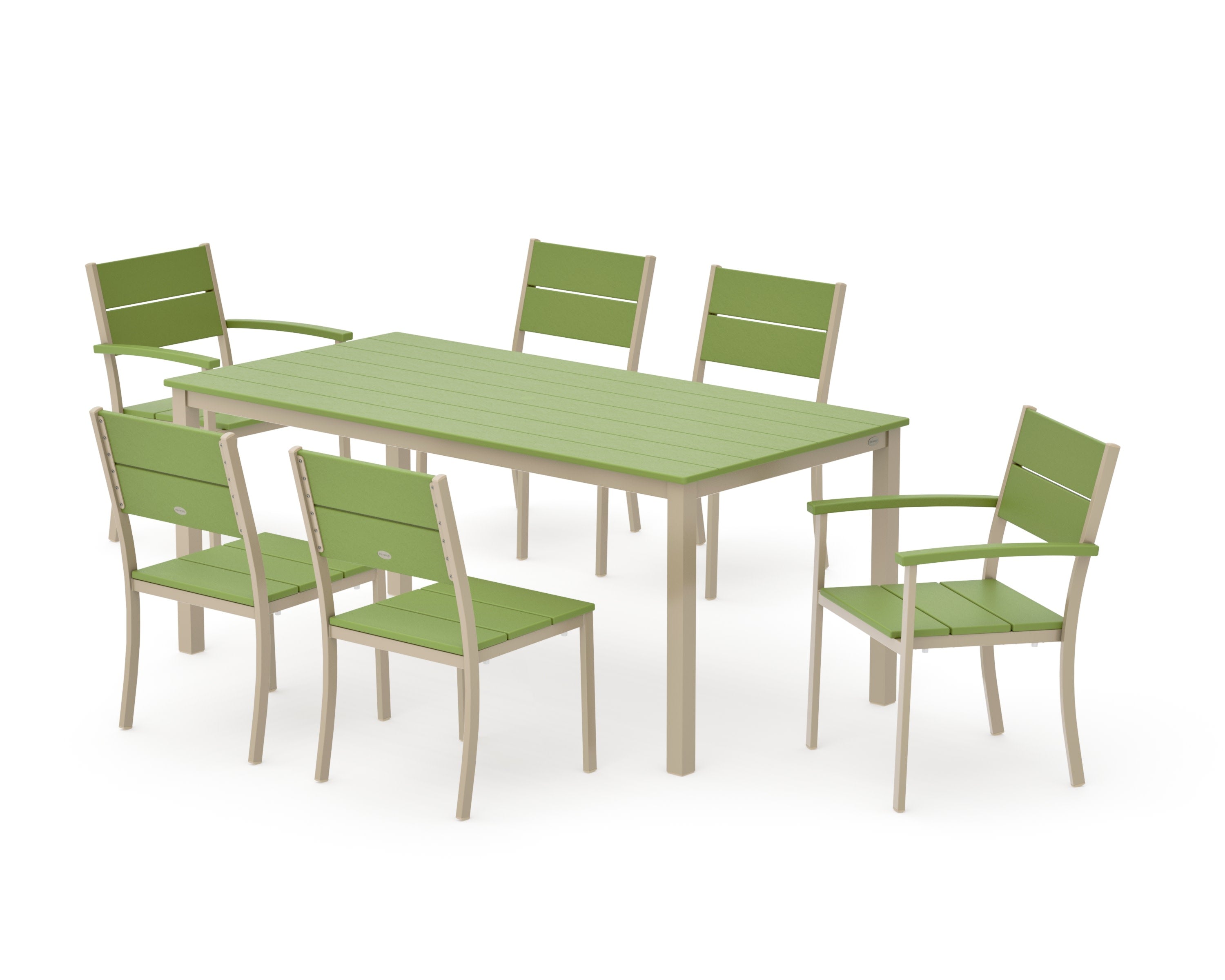 Main Street 7-Piece Dining Set in Sand / Lime