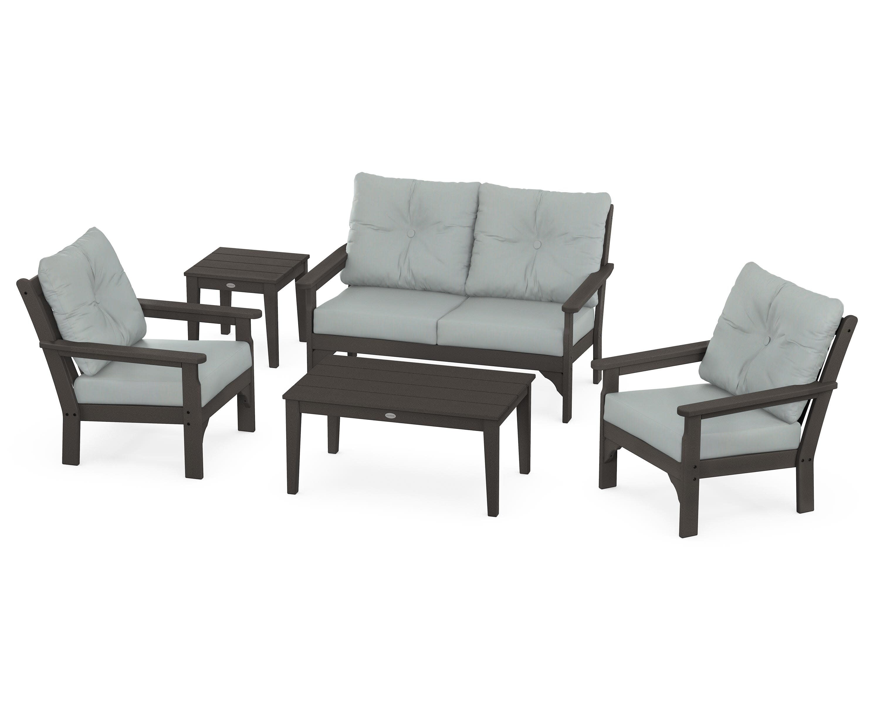 Vineyard 5-Piece Deep Seating Set in Vintage Coffee / Spa