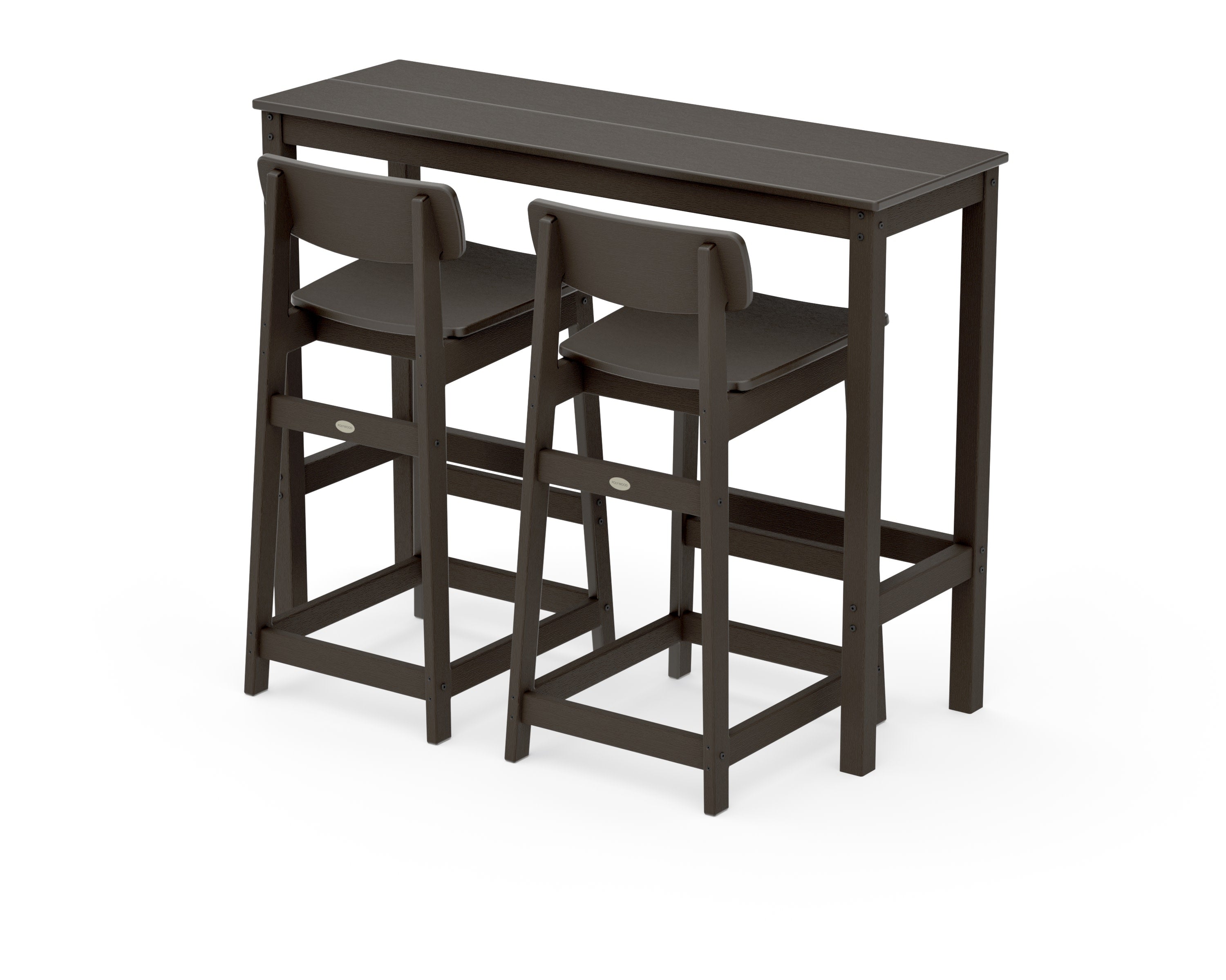 Modern Studio Urban Lowback Bar Chair 3-Piece Balcony Set in Vintage Coffee