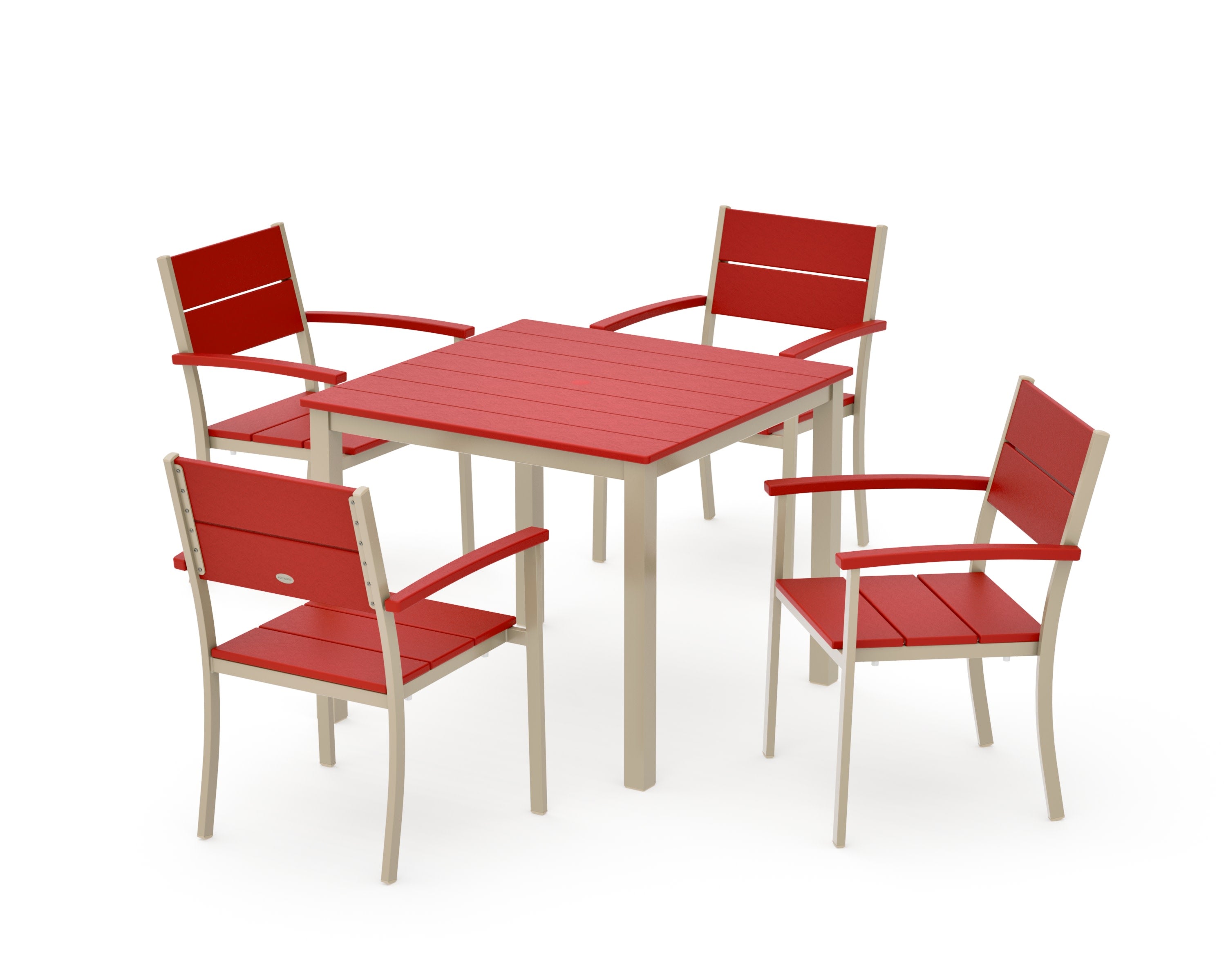 Main Street 5-Piece Dining Set in Sand / Sunset Red