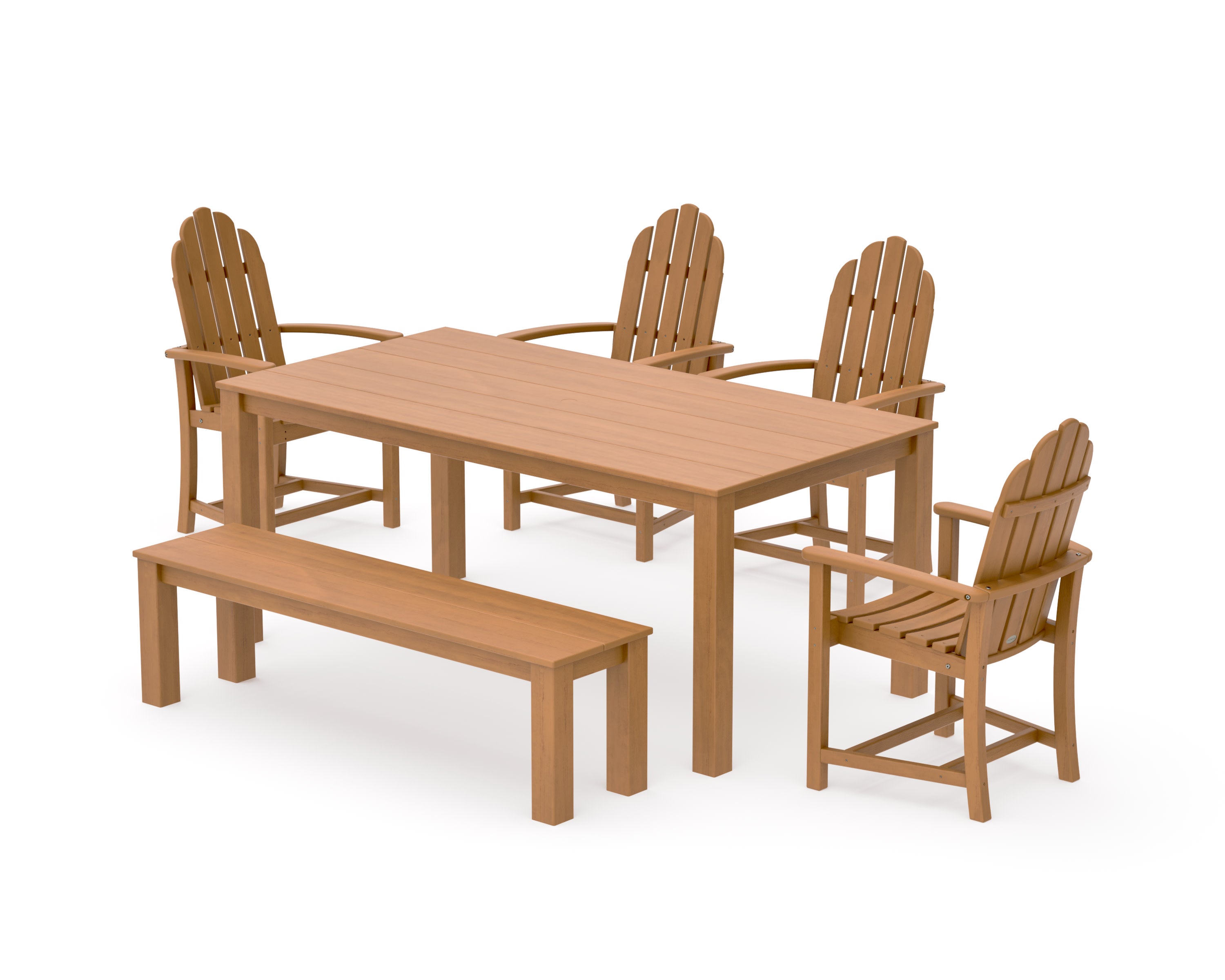 Classic Adirondack 6-Piece Parsons Dining Set with Bench in Natural
