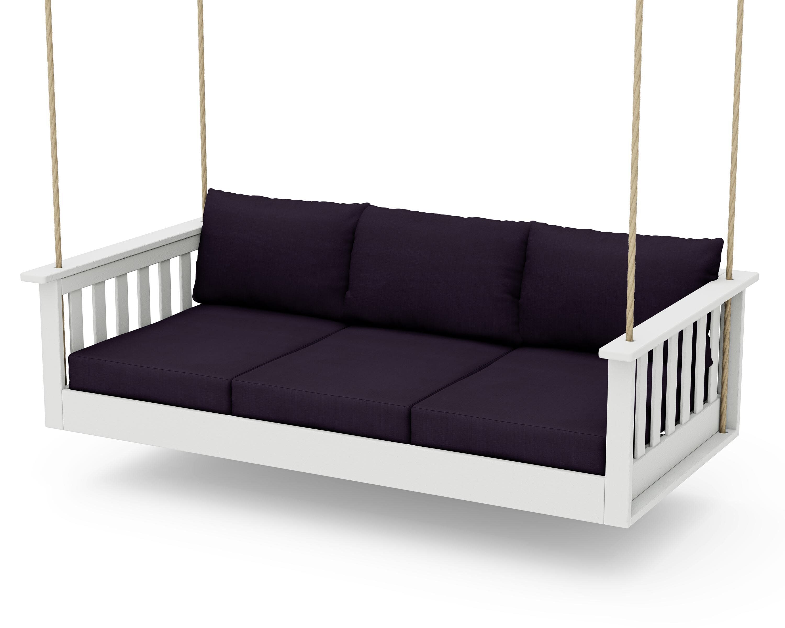 Vineyard Daybed Swing in Vintage White / Navy Linen