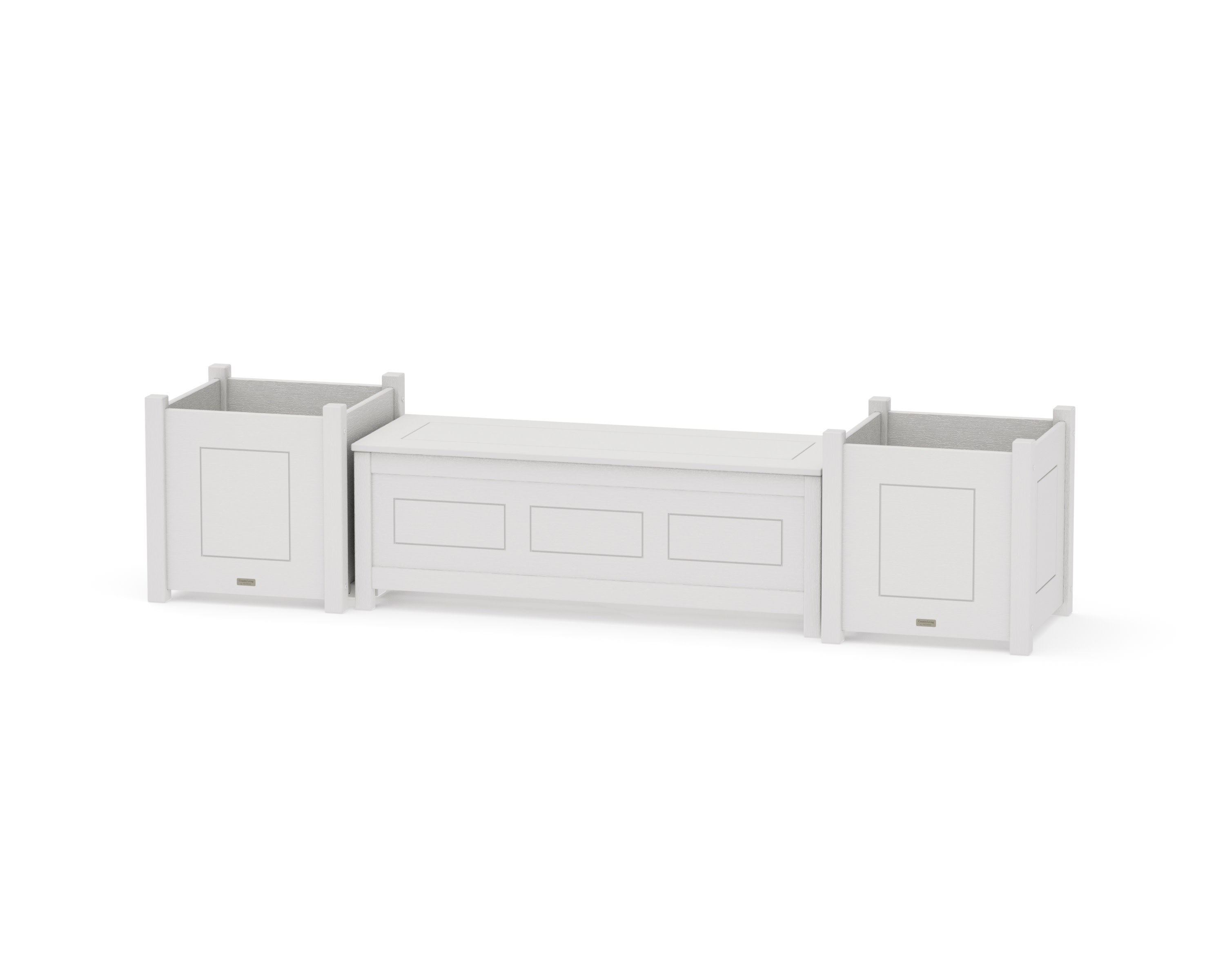 48" Country Living Straight Planter Storage Bench Set- Large in Vintage White