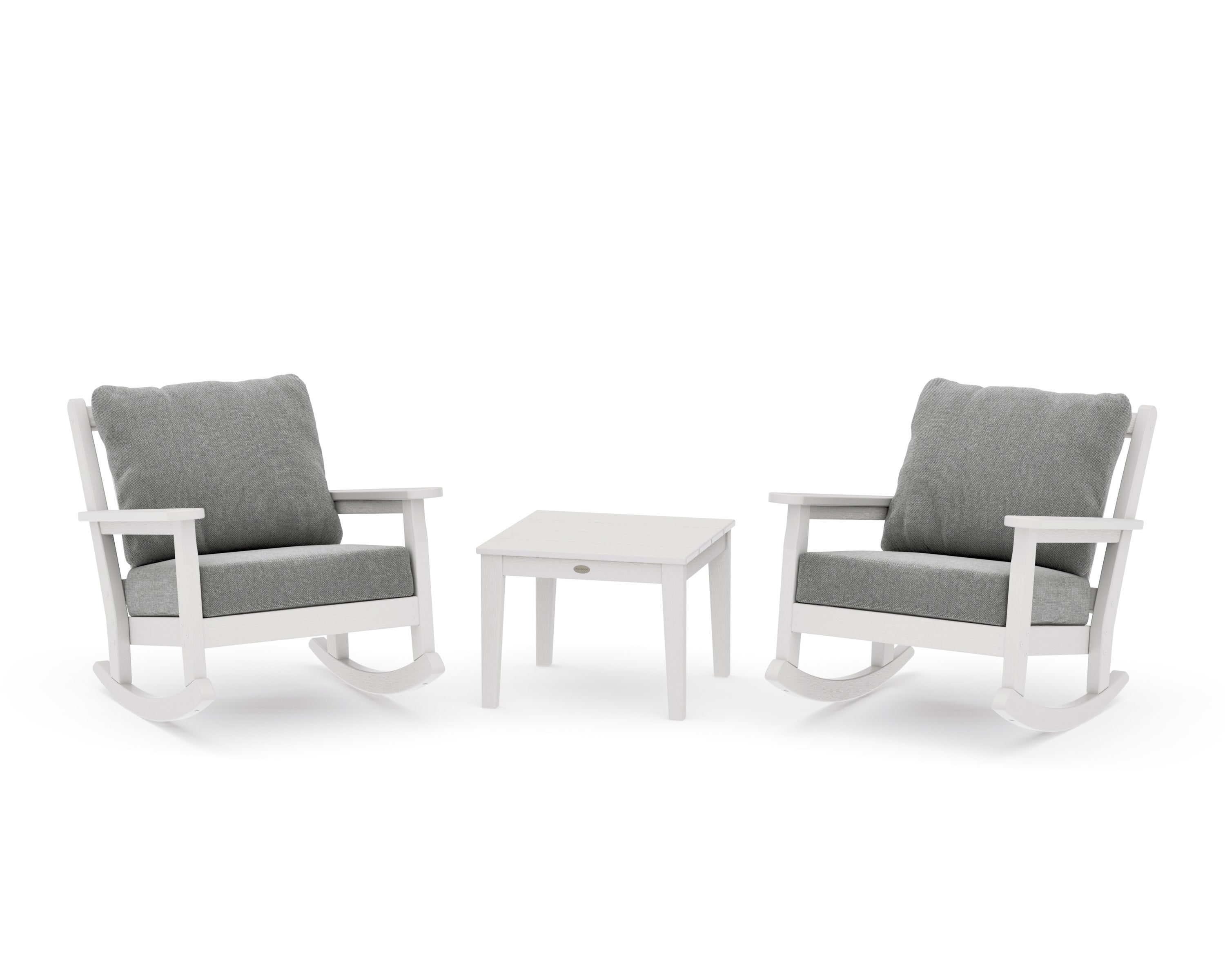 Chippendale 3-Piece Deep Seating Rocker Set in Vintage White / Grey Mist