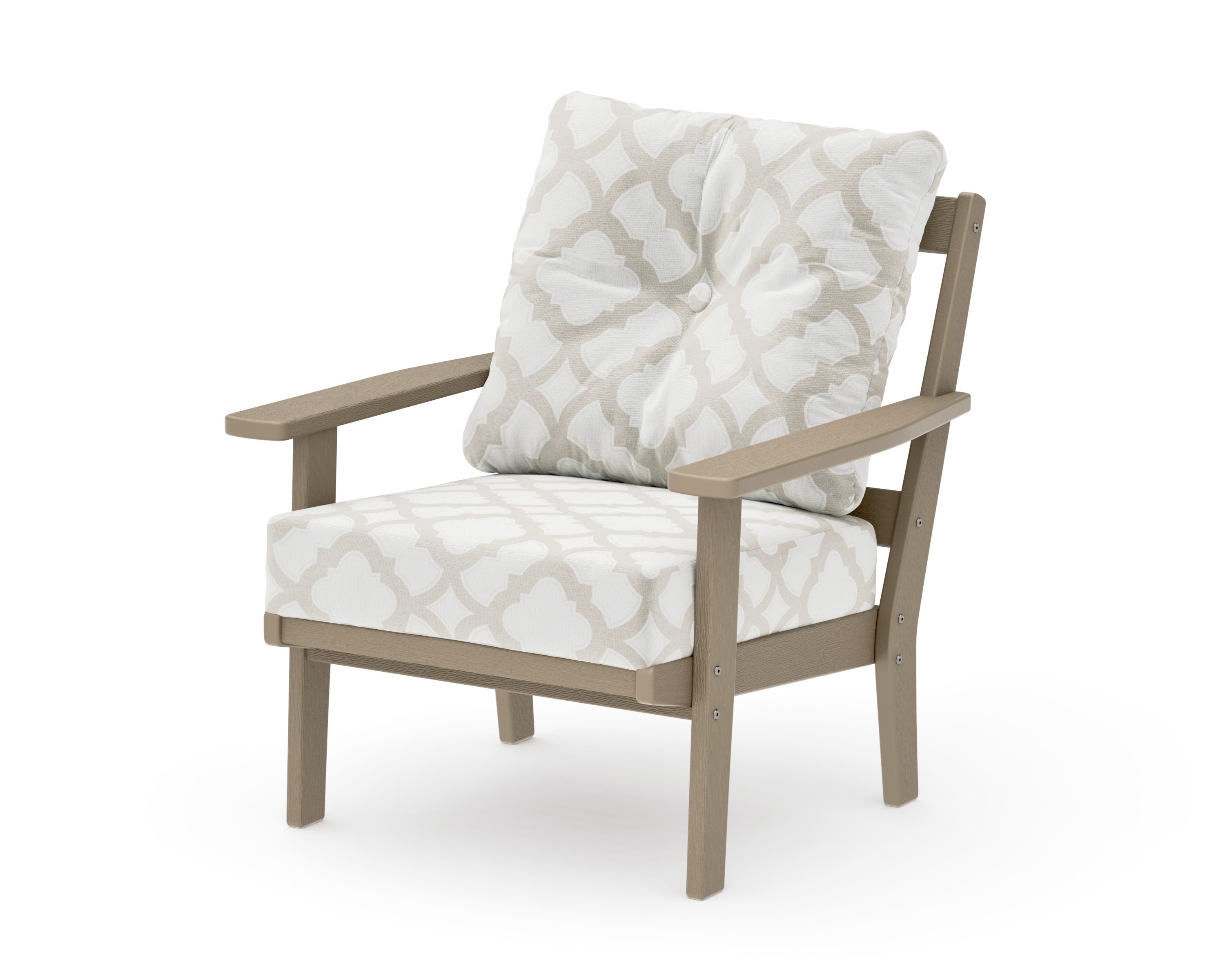 Oxford Deep Seating Chair in Vintage Sahara / Trellis Dune Burlap