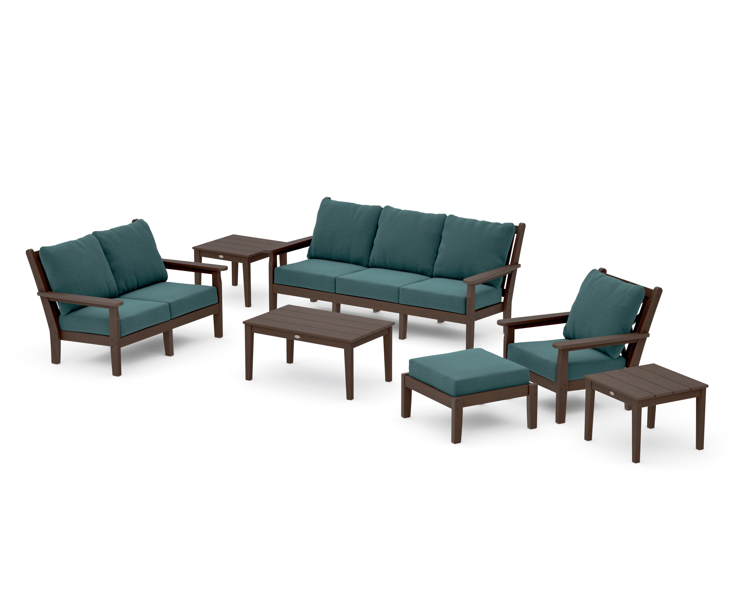 Chippendale 7-Piece Deep Seating Set in Kona / Ocean Teal
