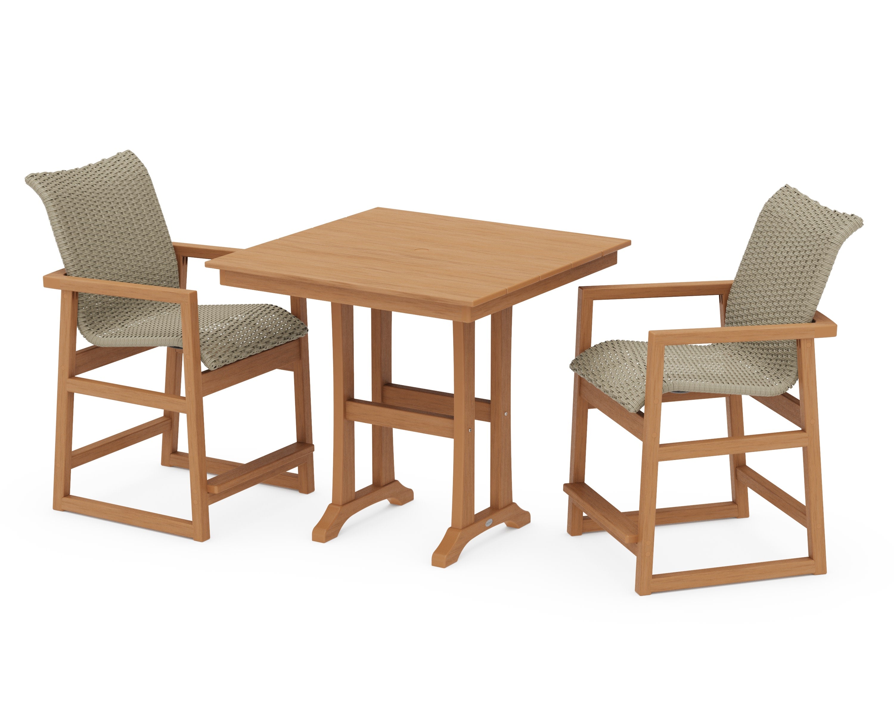 EDGE Woven 3-Piece Farmhouse Counter Set with Trestle Legs in Natural / Dune Grass