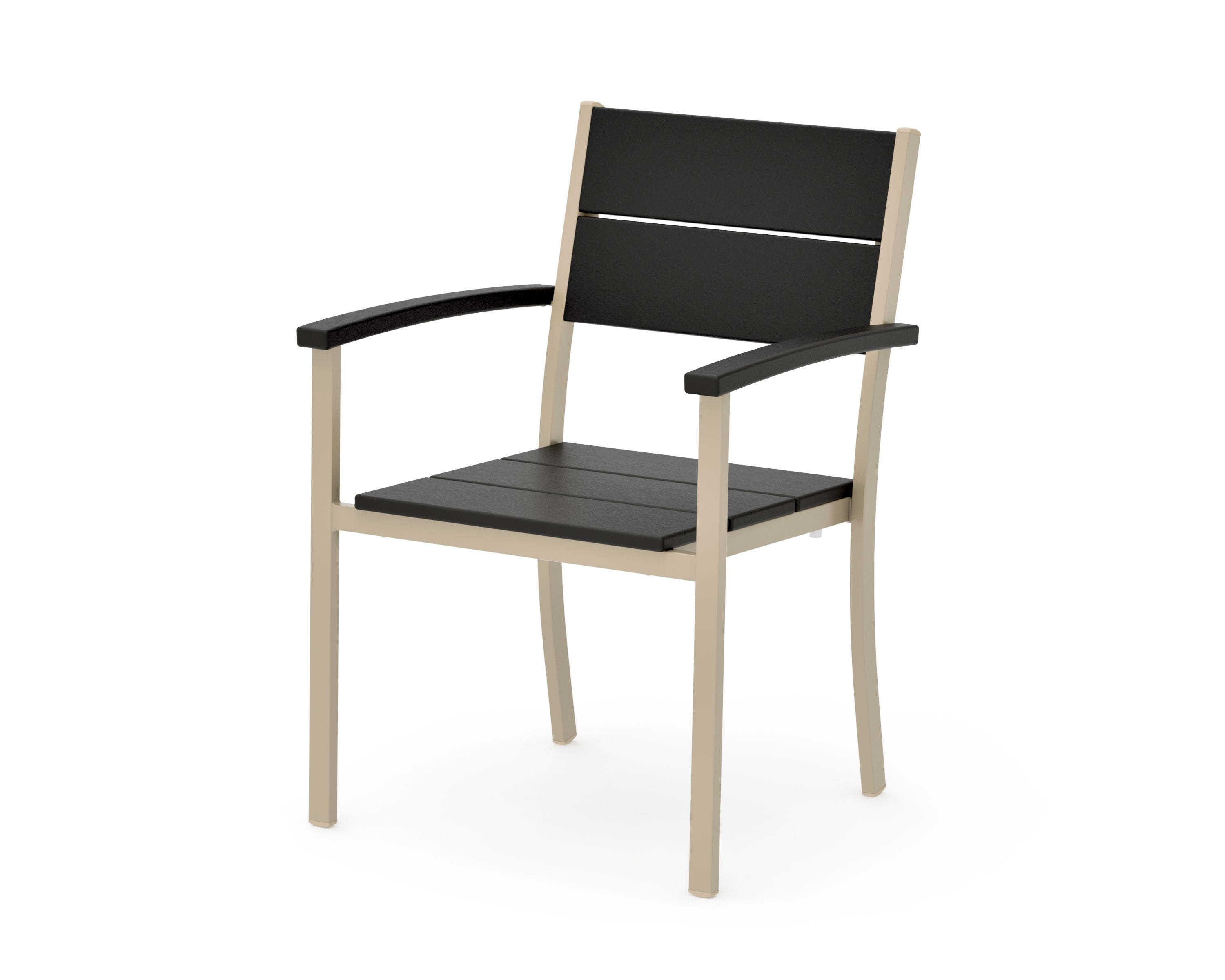 Main Street Stacking Dining Arm Chair in Sand / Black