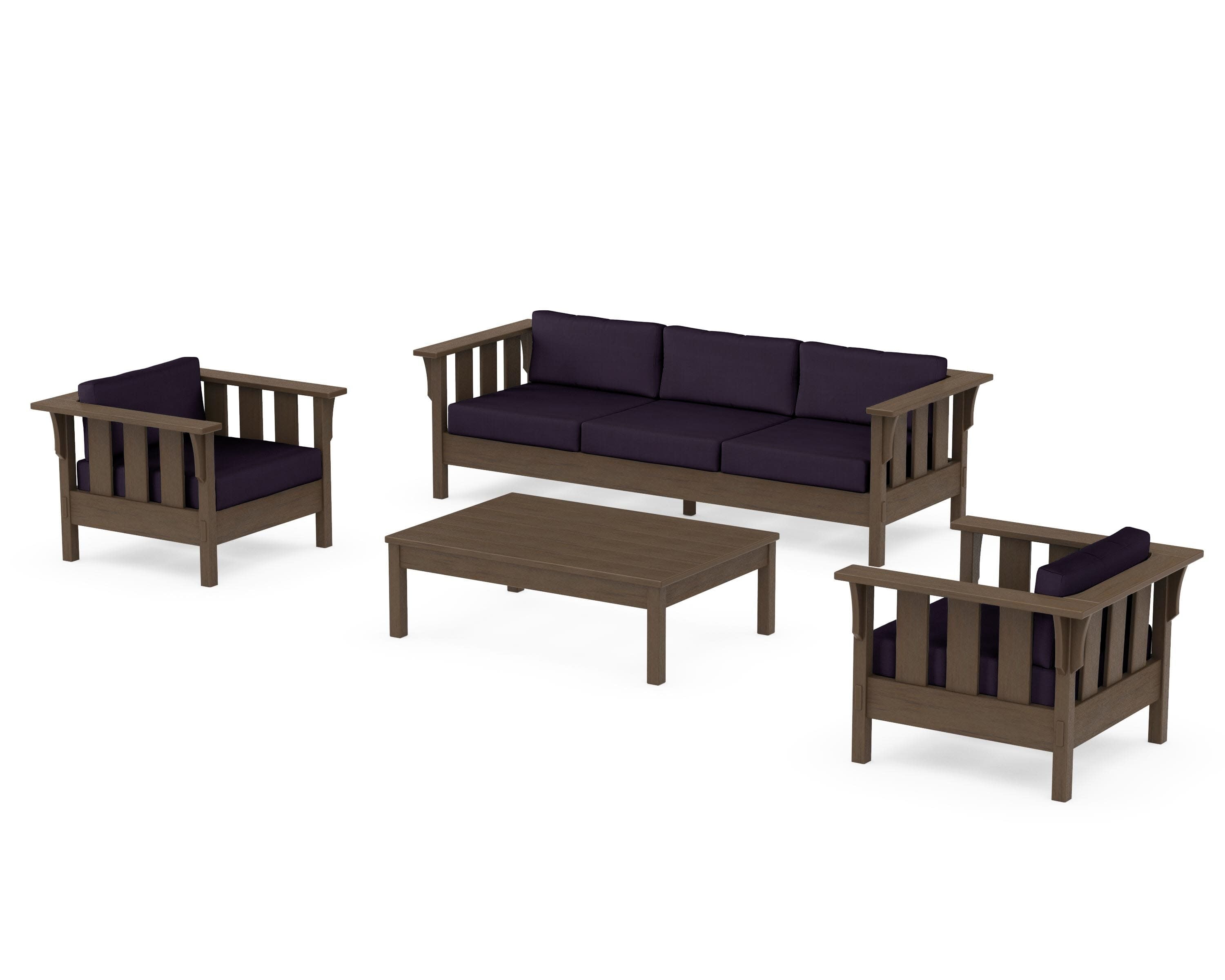 Acadia 4-Piece Deep Seating Set with Sofa in Kona / Navy Linen