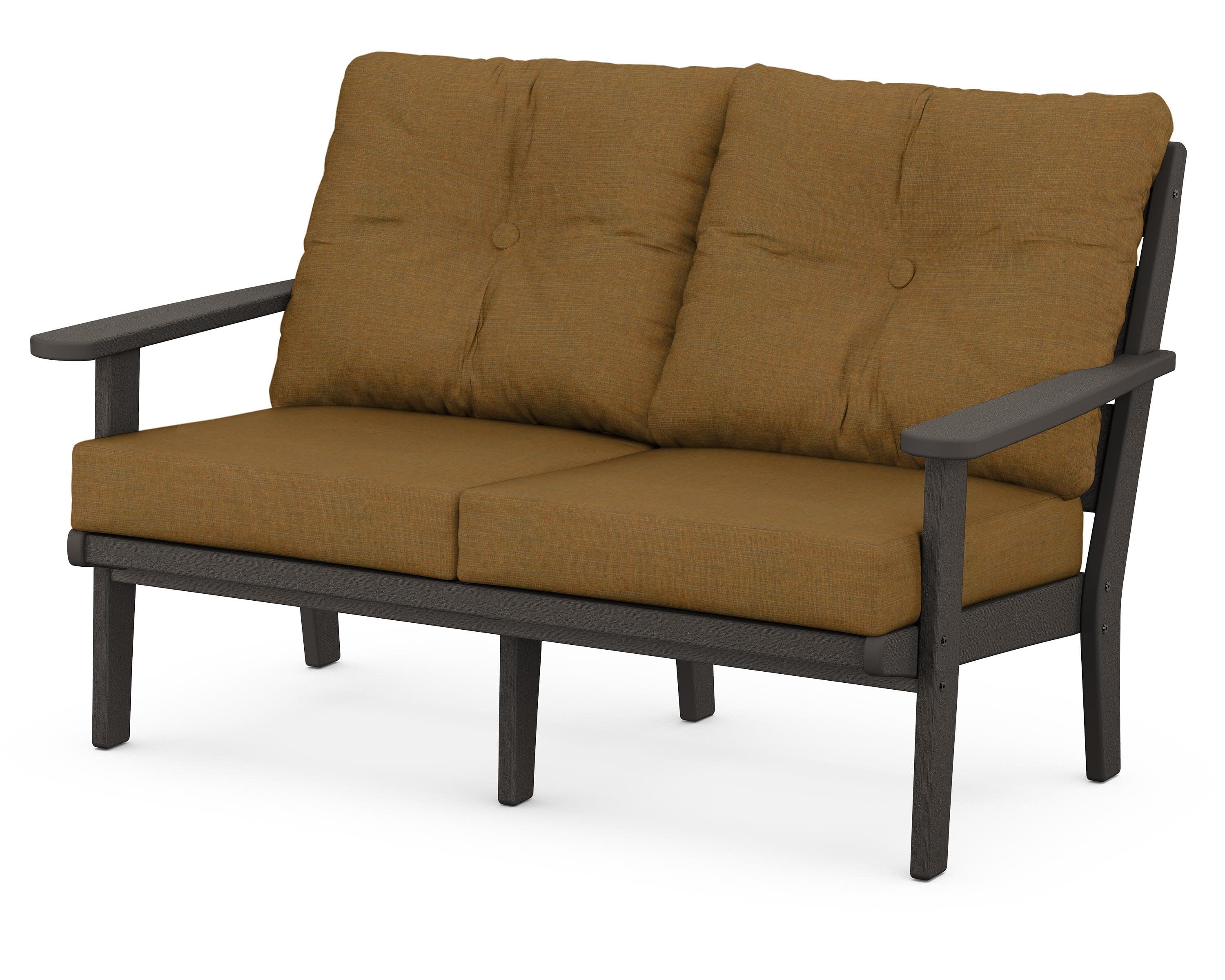 Lakeside Deep Seating Loveseat in Vintage Coffee / Exhale Teak