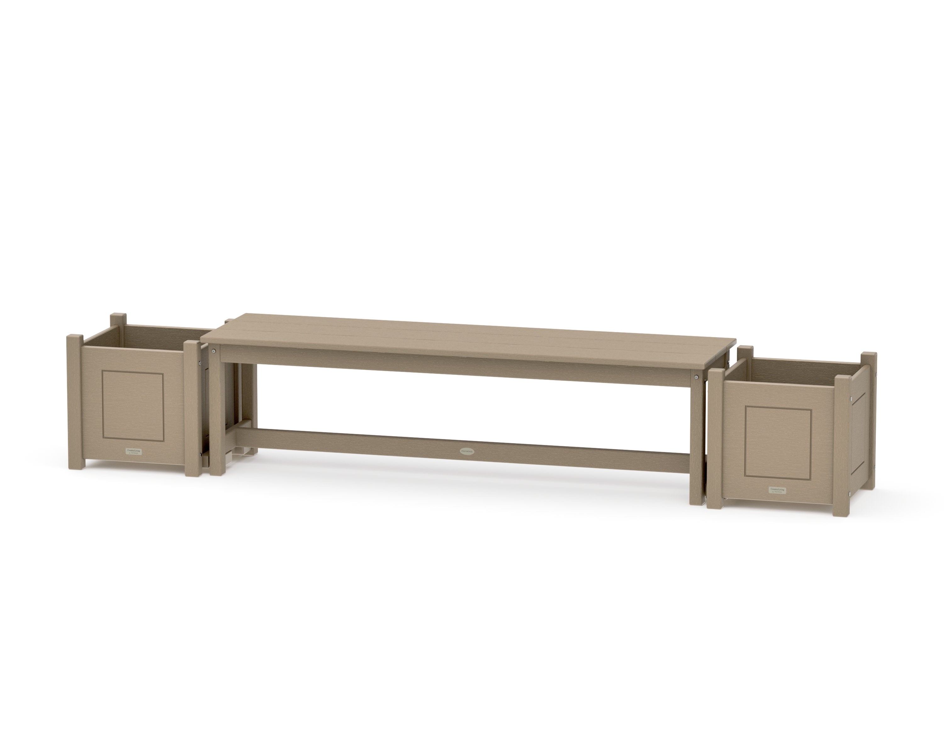 60" Country Living Straight Planter Bench Set in Vintage Sahara