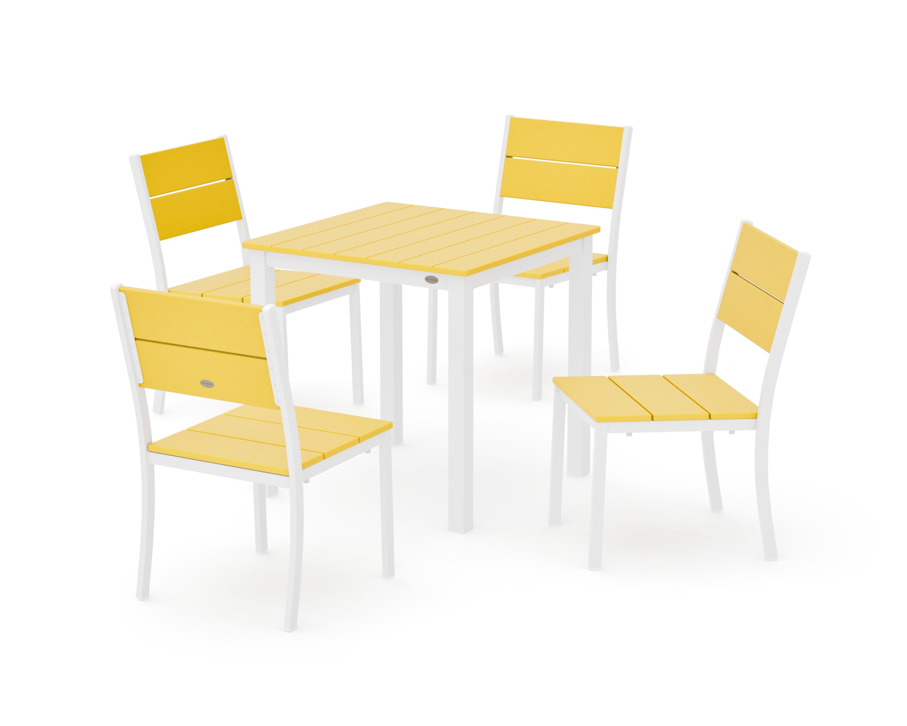 Main Street 5-Piece Square Dining Set- Small in White / Lemon