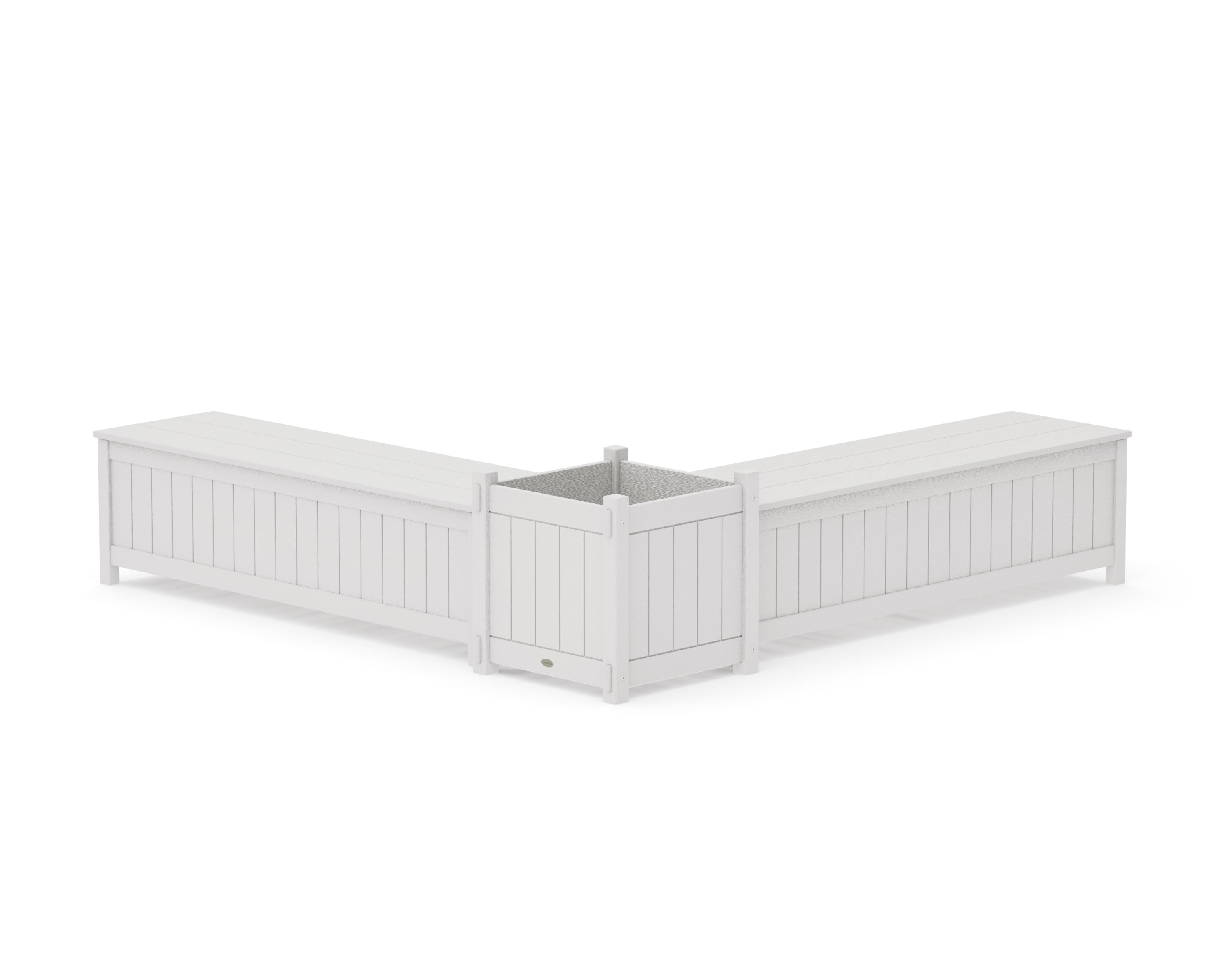 60" Vineyard L- Shaped Planter Storage Bench Set- Large in Vintage White