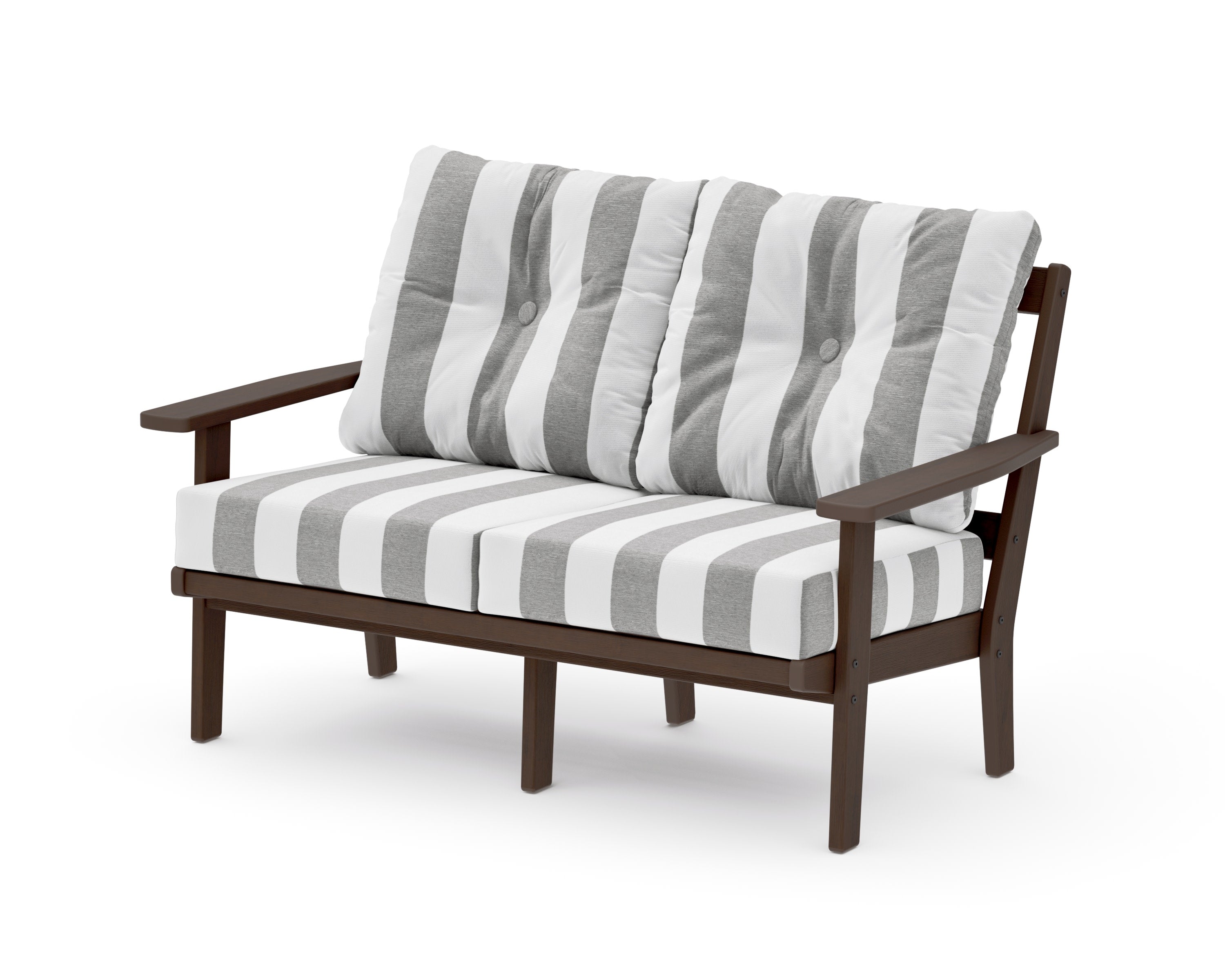 Prairie Deep SeatingLoveseat in Kona / Cabana Stripe Grey Mist