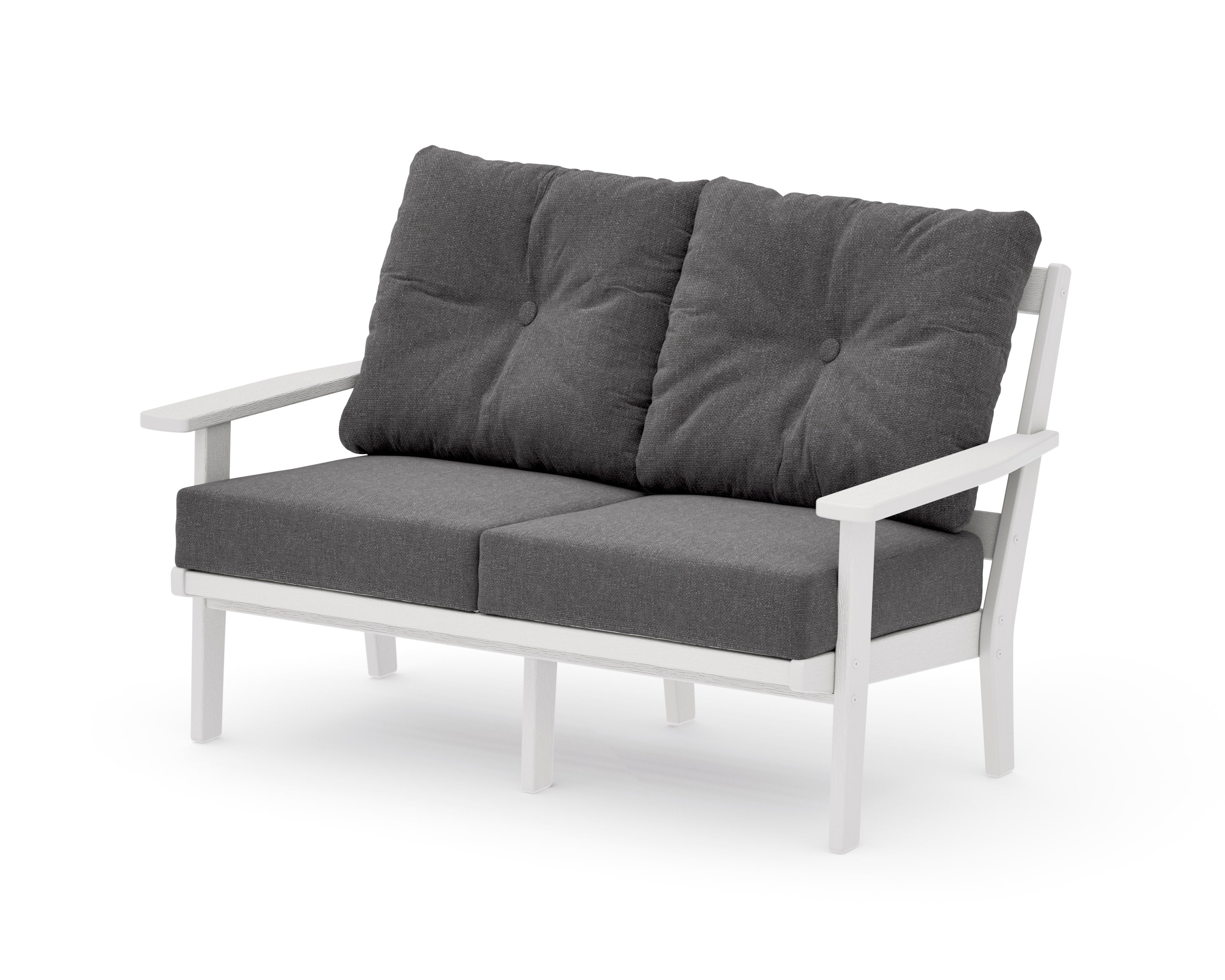 Prairie Deep SeatingLoveseat in Vintage White / Ash Charcoal