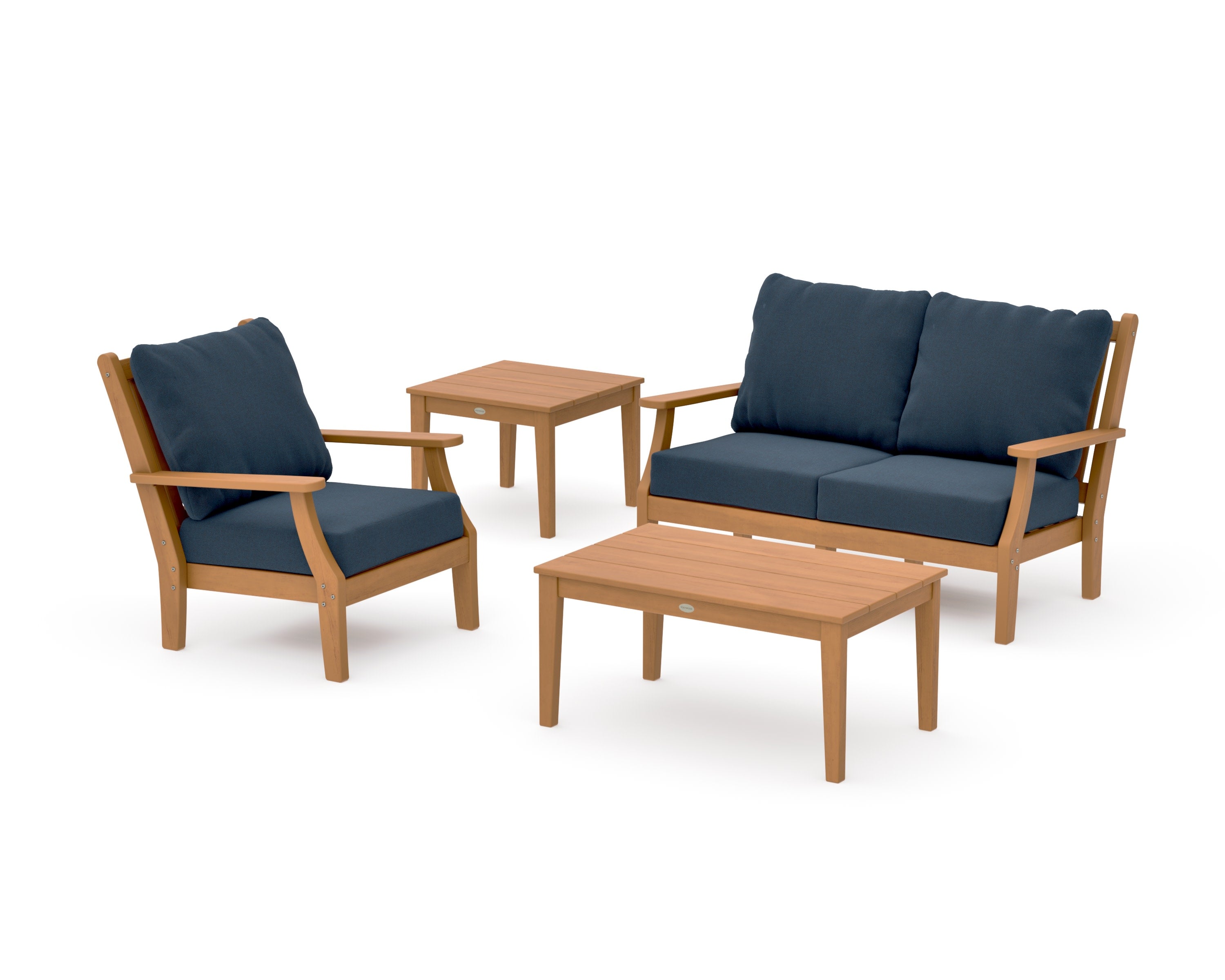 Wovendale 4-Piece Deep Seating Set in Natural / Marine Indigo
