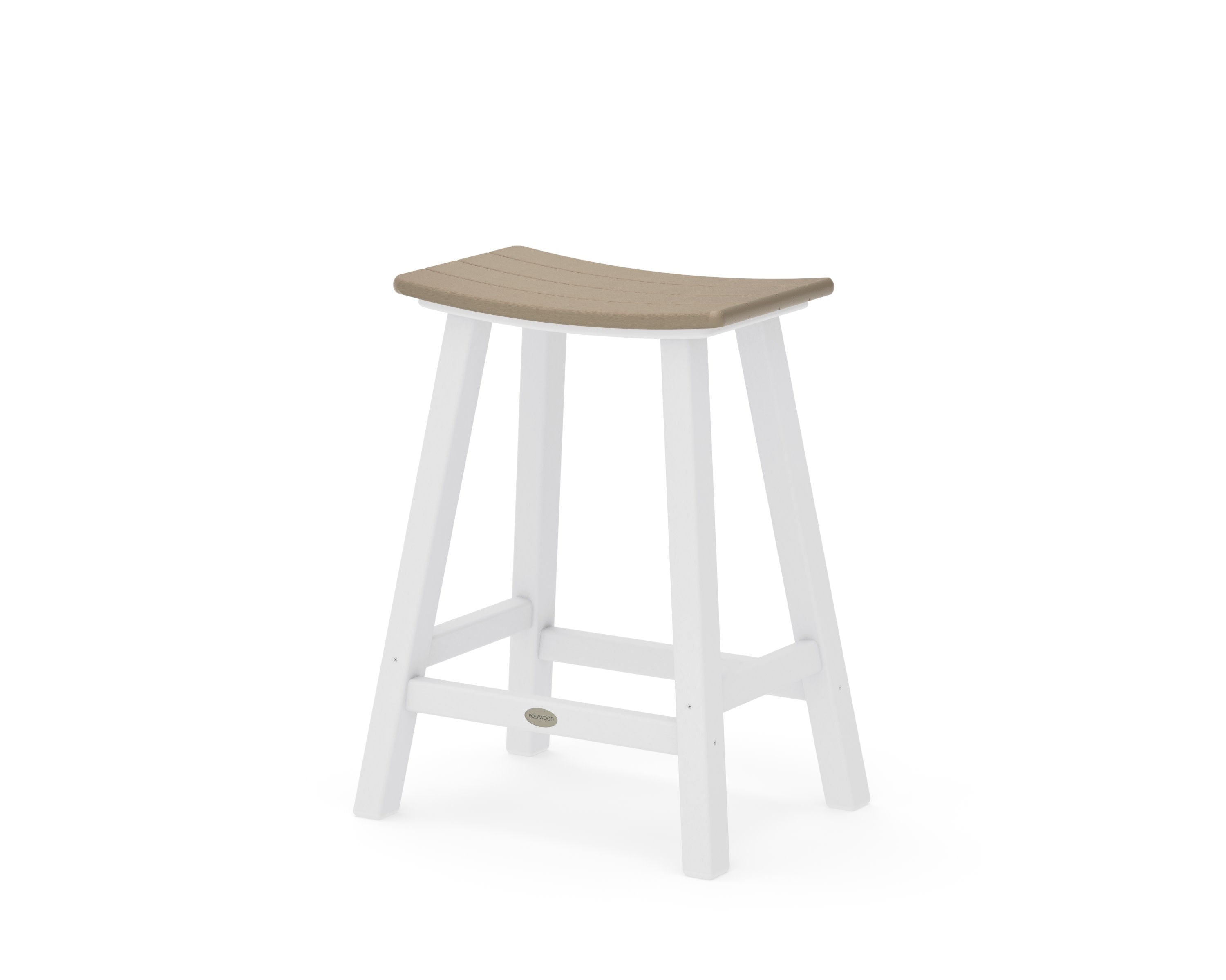 Contempo 24" Saddle Counter Stool in White / Vintage Sahara
