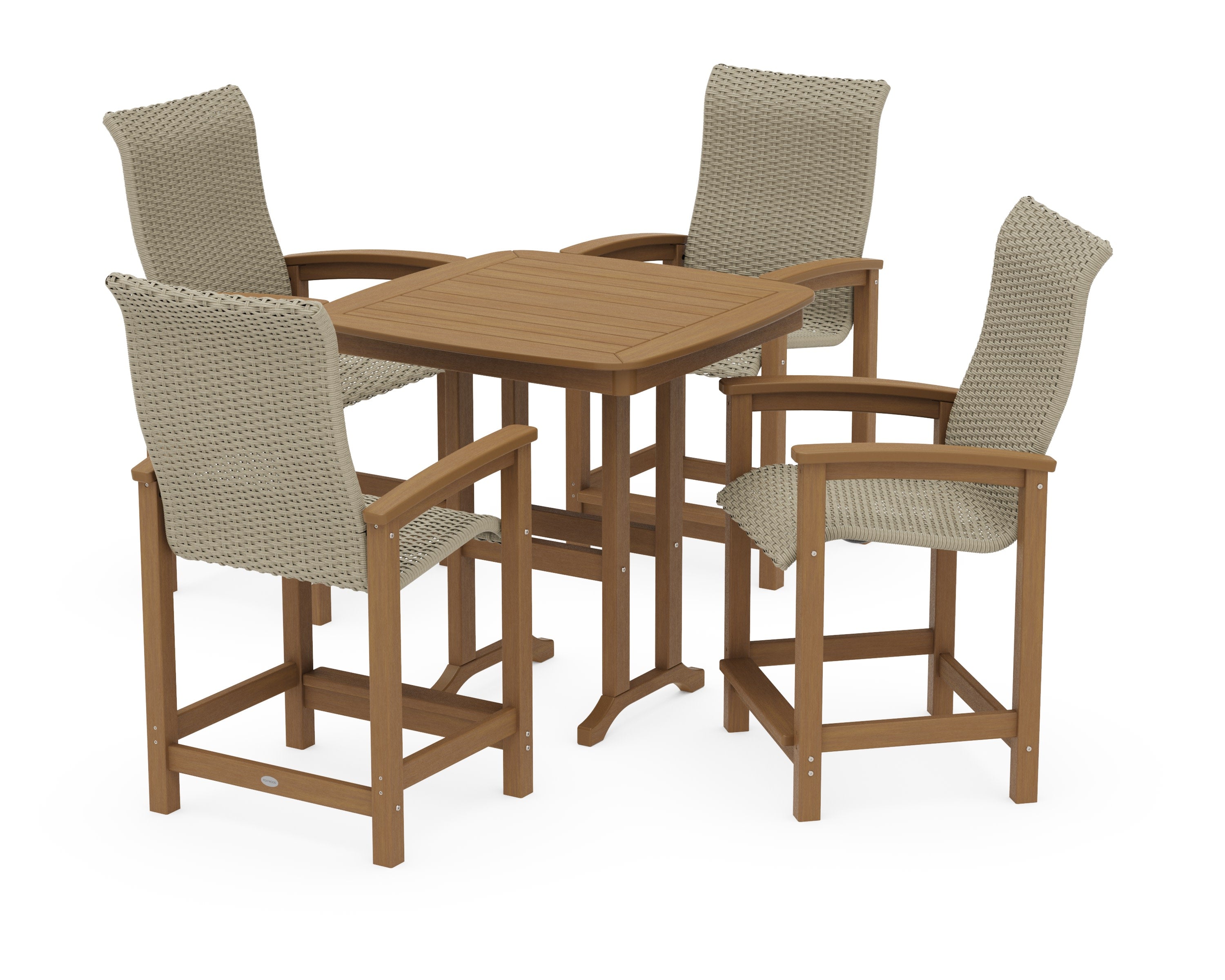 Coastal Woven High-Back 5-Piece Counter Set in Natural / Dune Grass