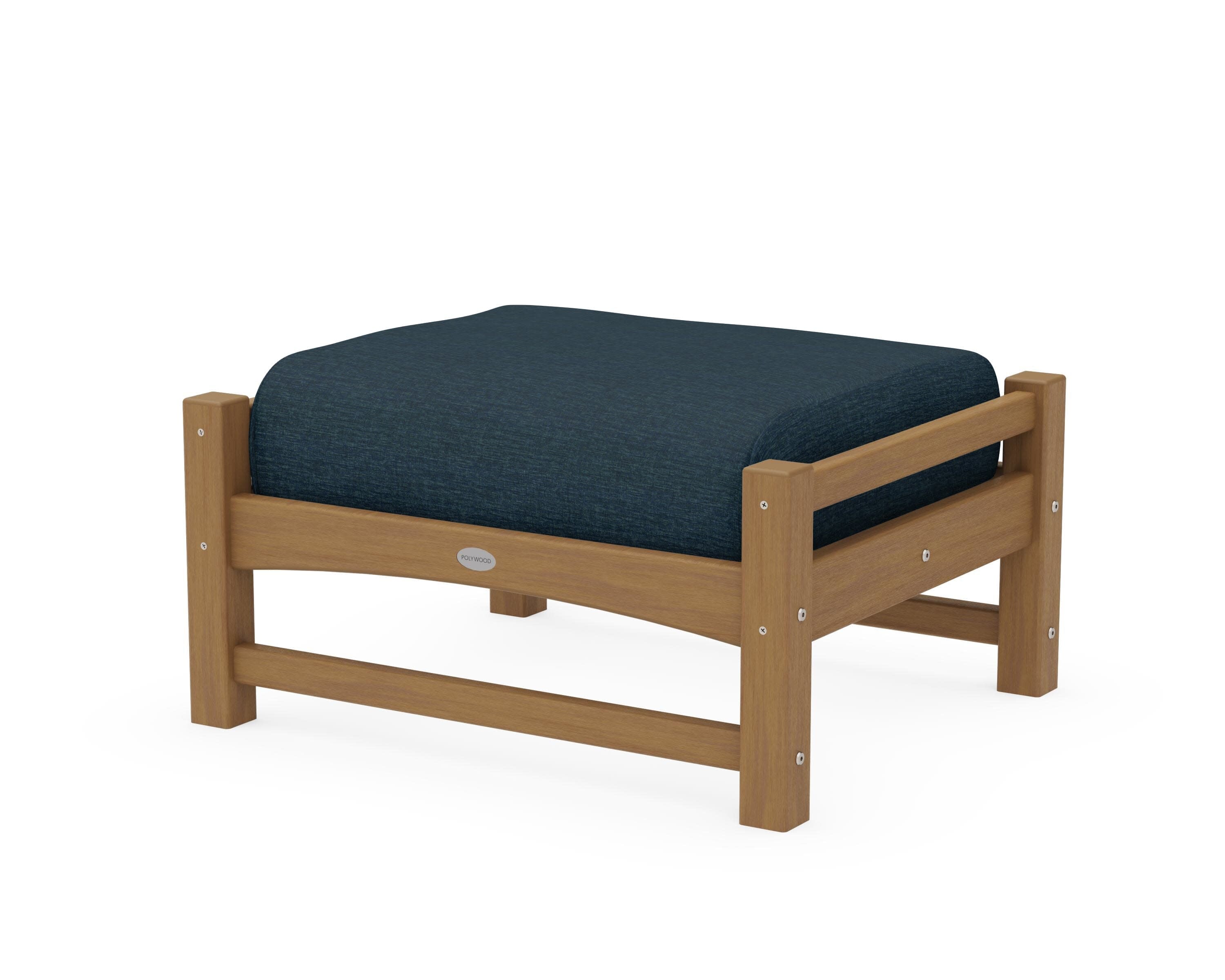 Club Ottoman in Natural / Platform Indigo