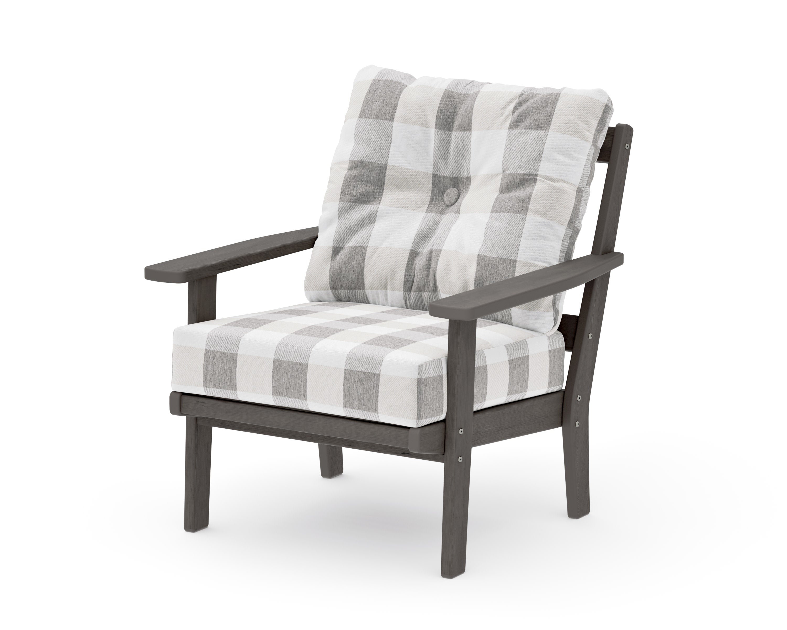 Prairie Deep Seating Chair in Driftwood / Buffalo Plaid Grey Mist