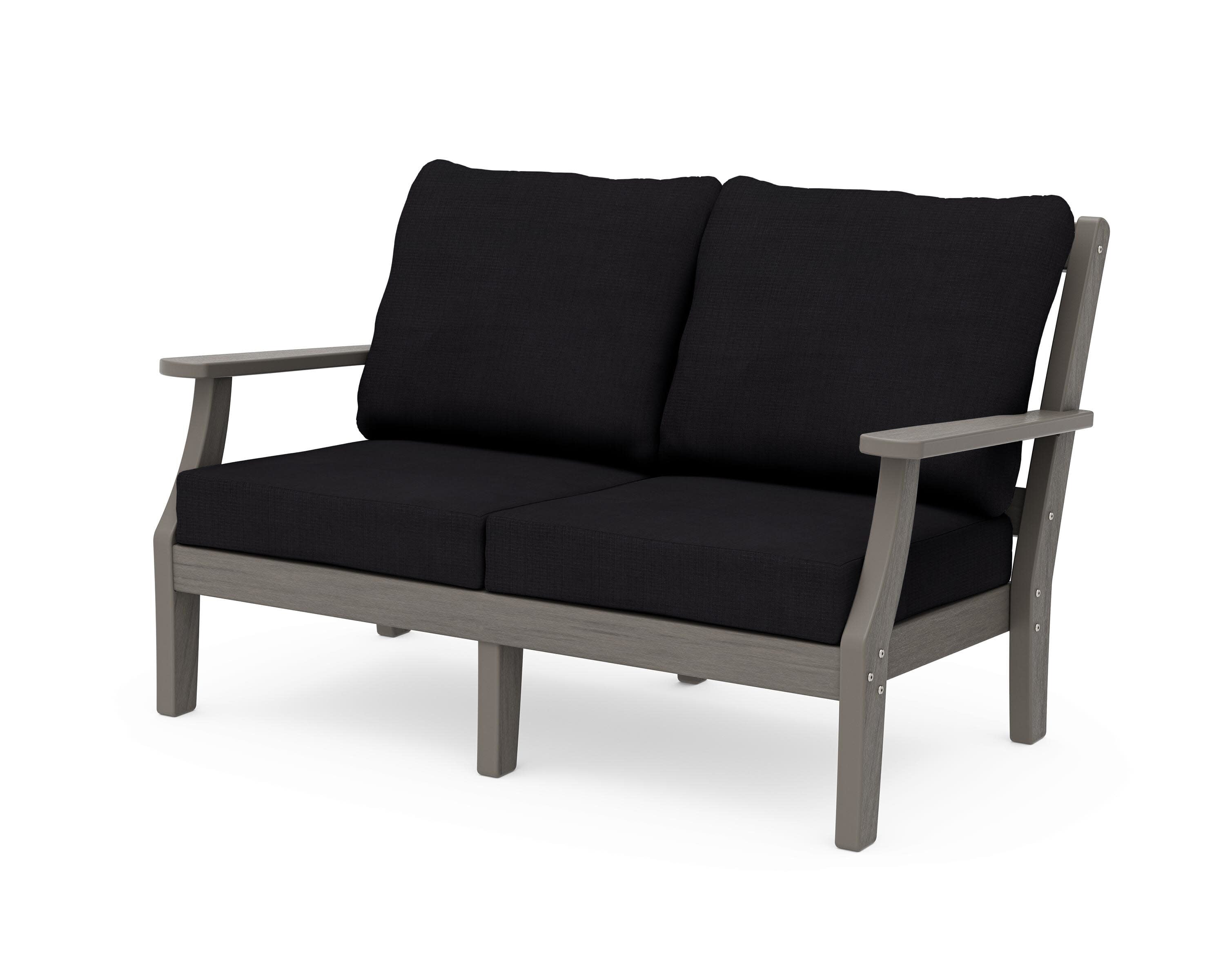 Chinoiserie Deep Seating Loveseat in Driftwood / Midnight Linen