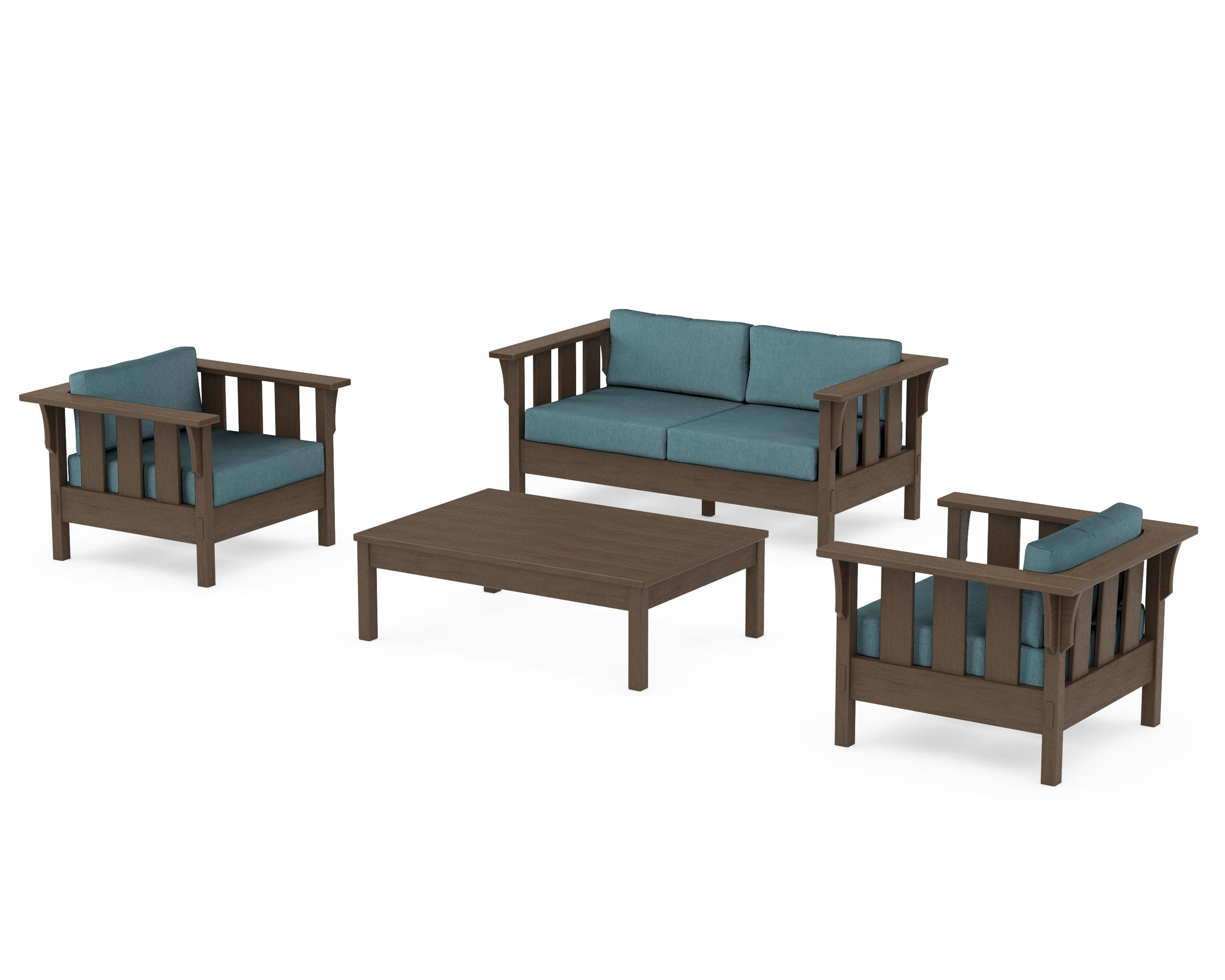 Acadia 4-Piece Deep Seating Set with Loveseat in Kona / Ocean Teal