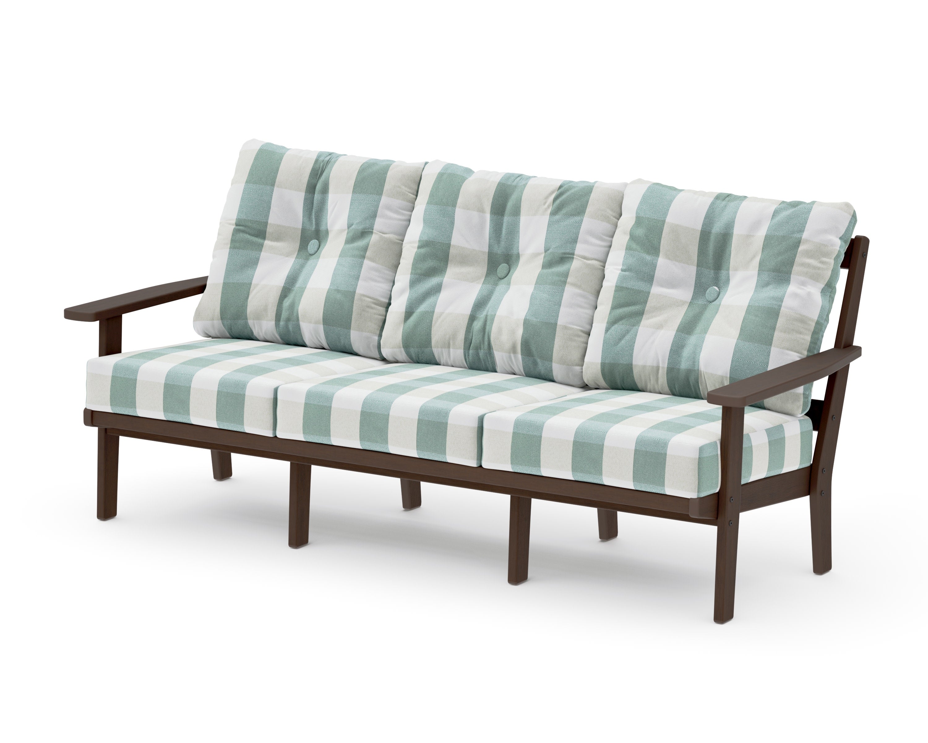 PrairieDeep Seating Sofa in Kona / Buffalo Plaid Glacier Spa