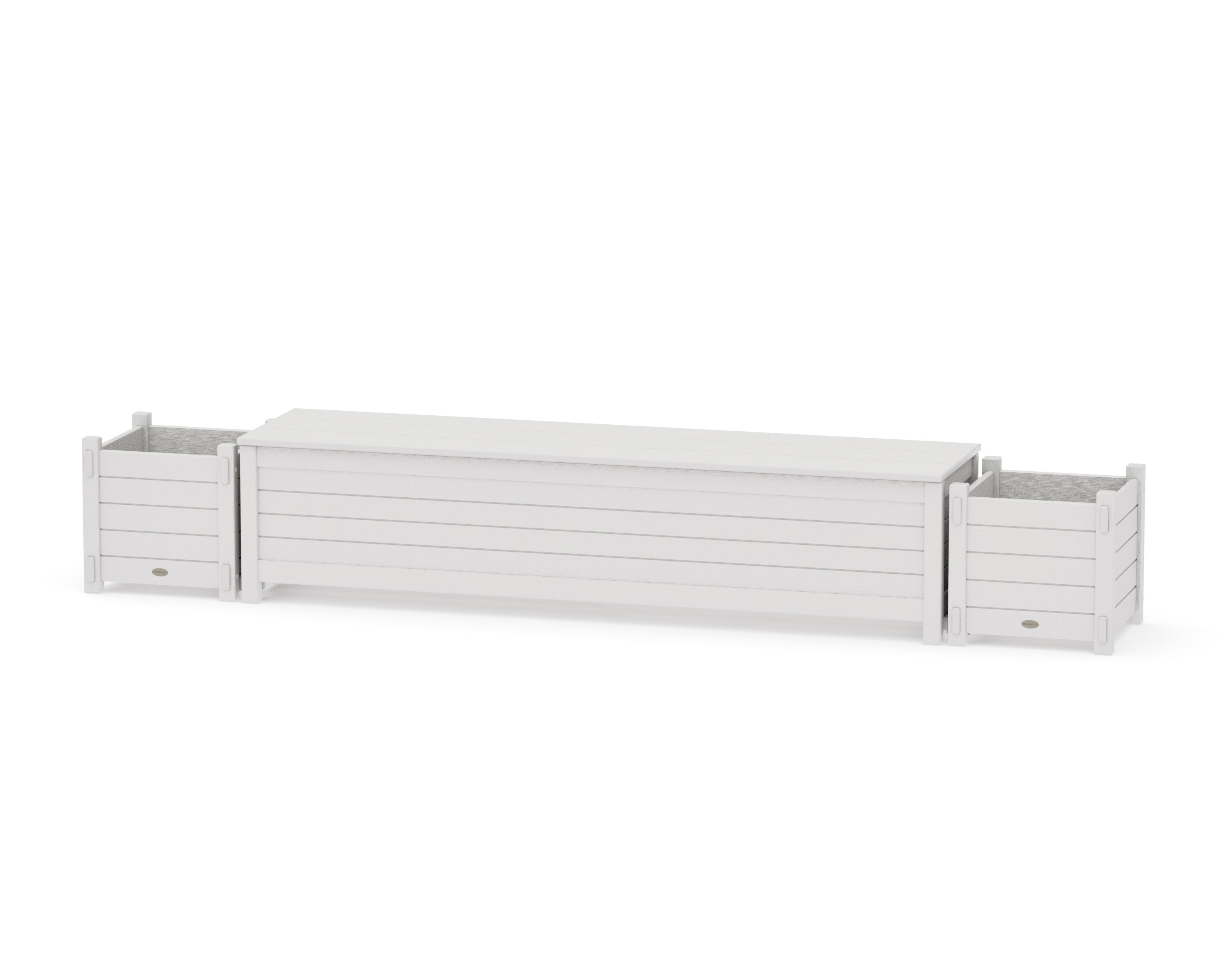 72" Nautical Straight Planter Storage Bench Set in Vintage White