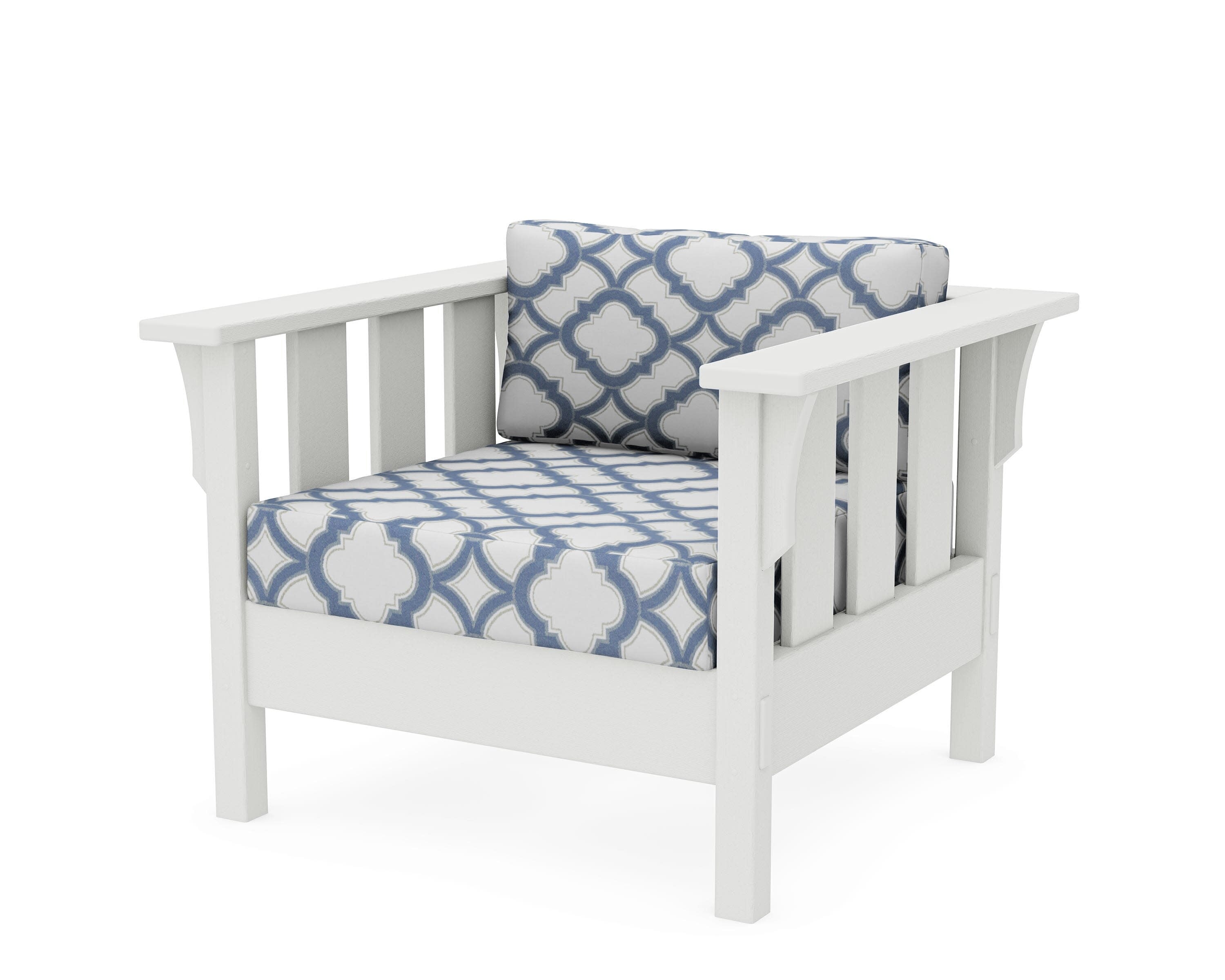 Acadia Deep Seating Chair in Vintage White / Trellis Sky Blue