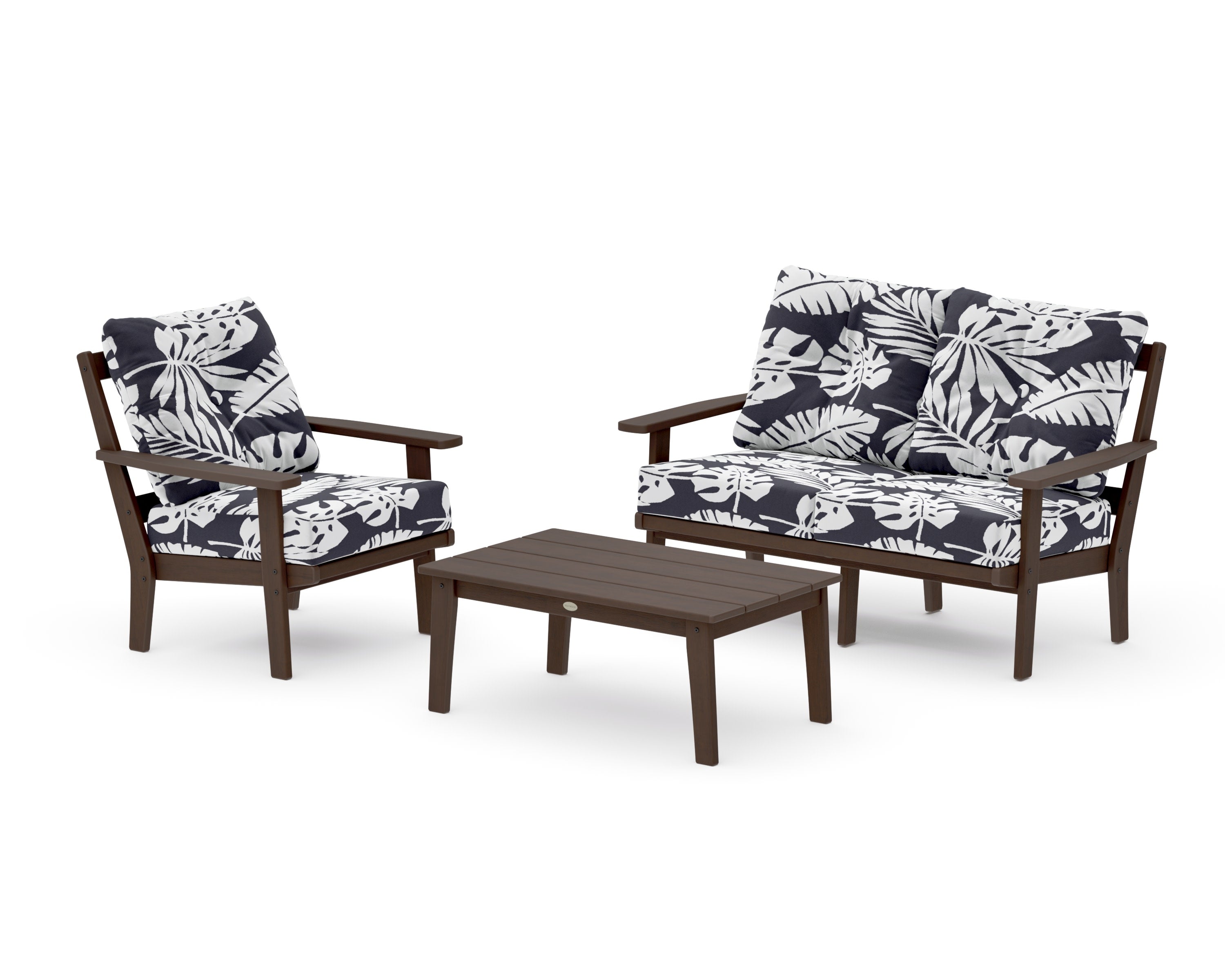 Prairie 3-Piece Deep Seating Set with Loveseat in Kona / Leaf Navy