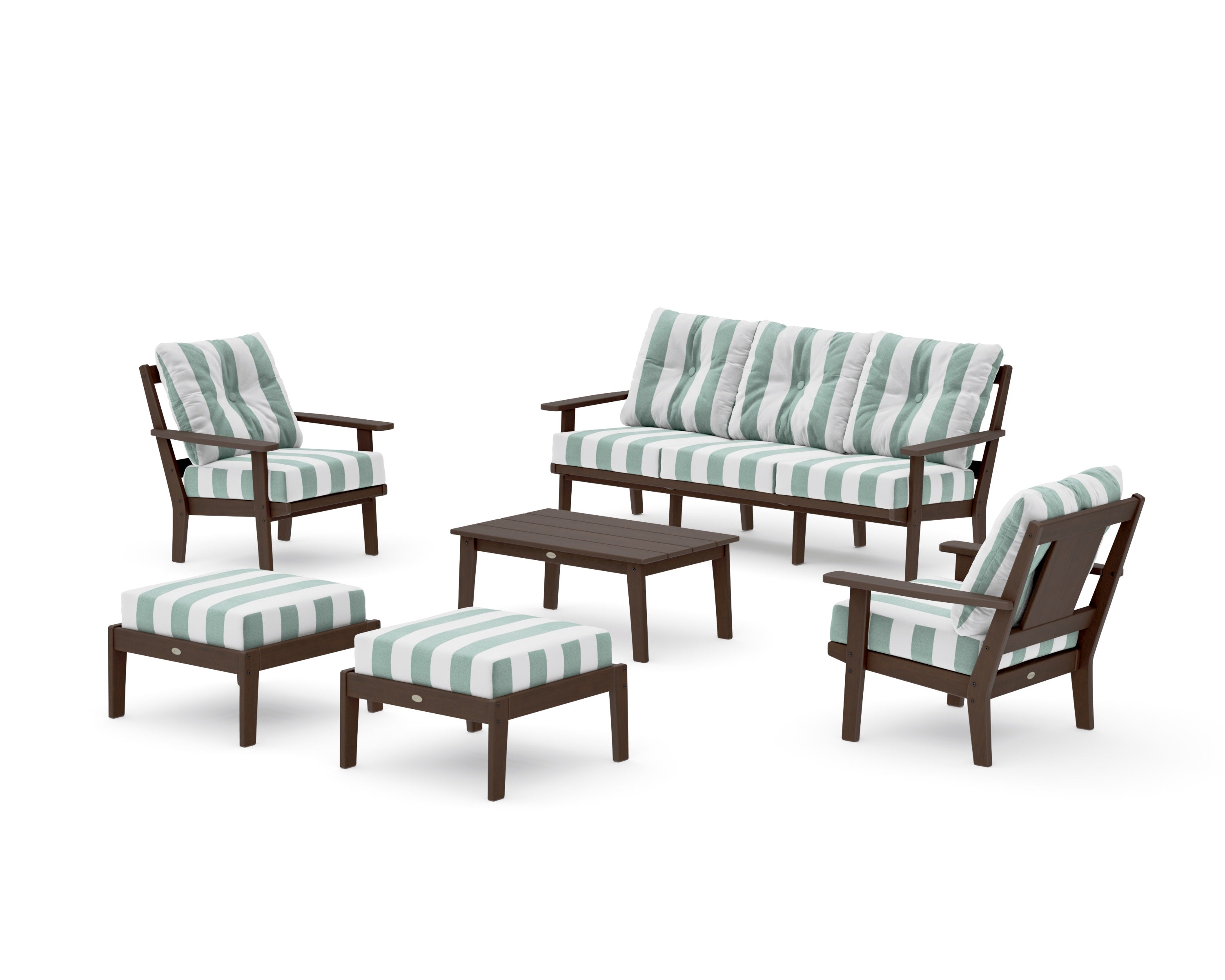 Prairie 6-Piece Lounge Sofa Set in Kona / Cabana Stripe Glacier Spa