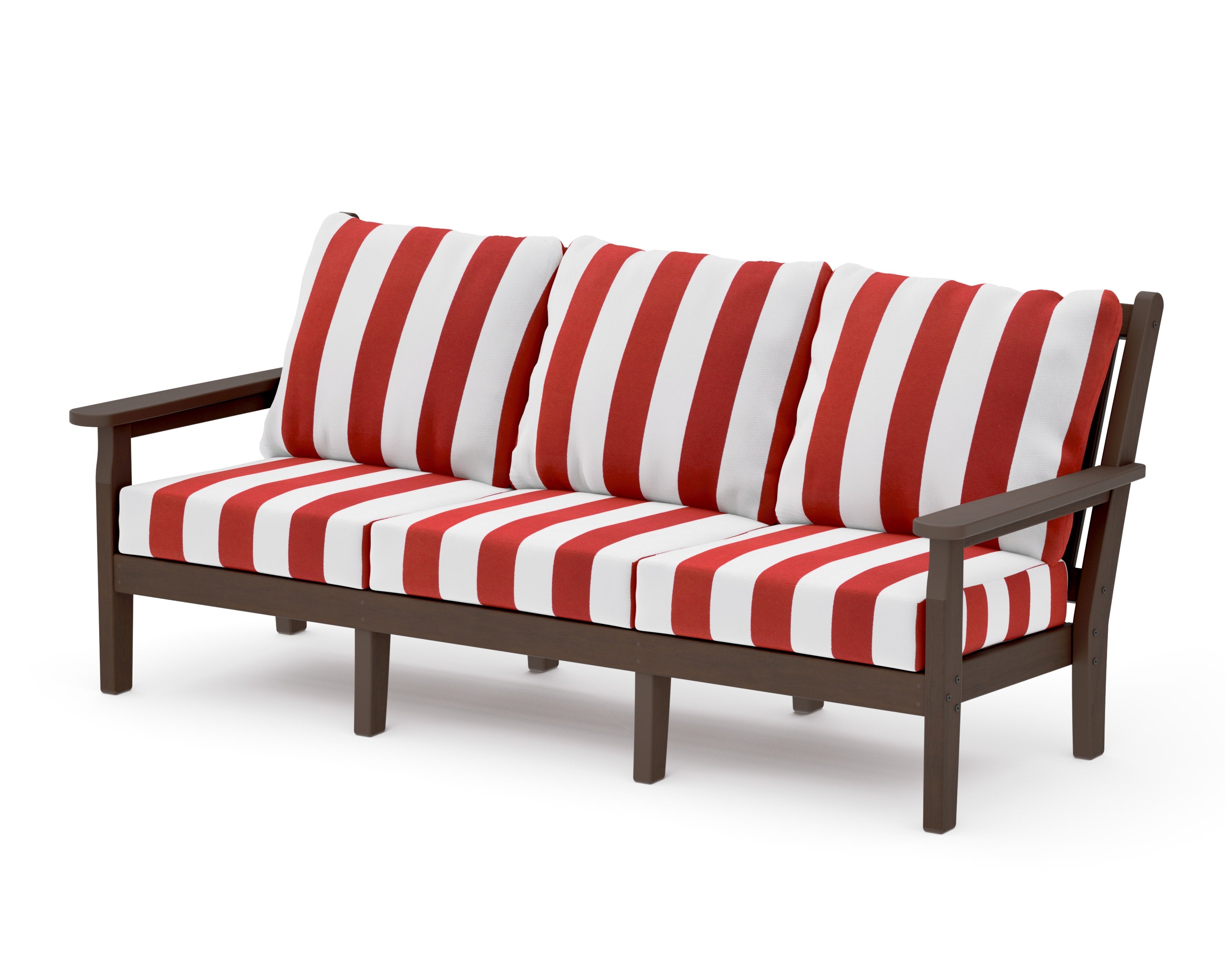 Chippendale Deep Seating Sofa in Kona / Cabana Stripe Crimson