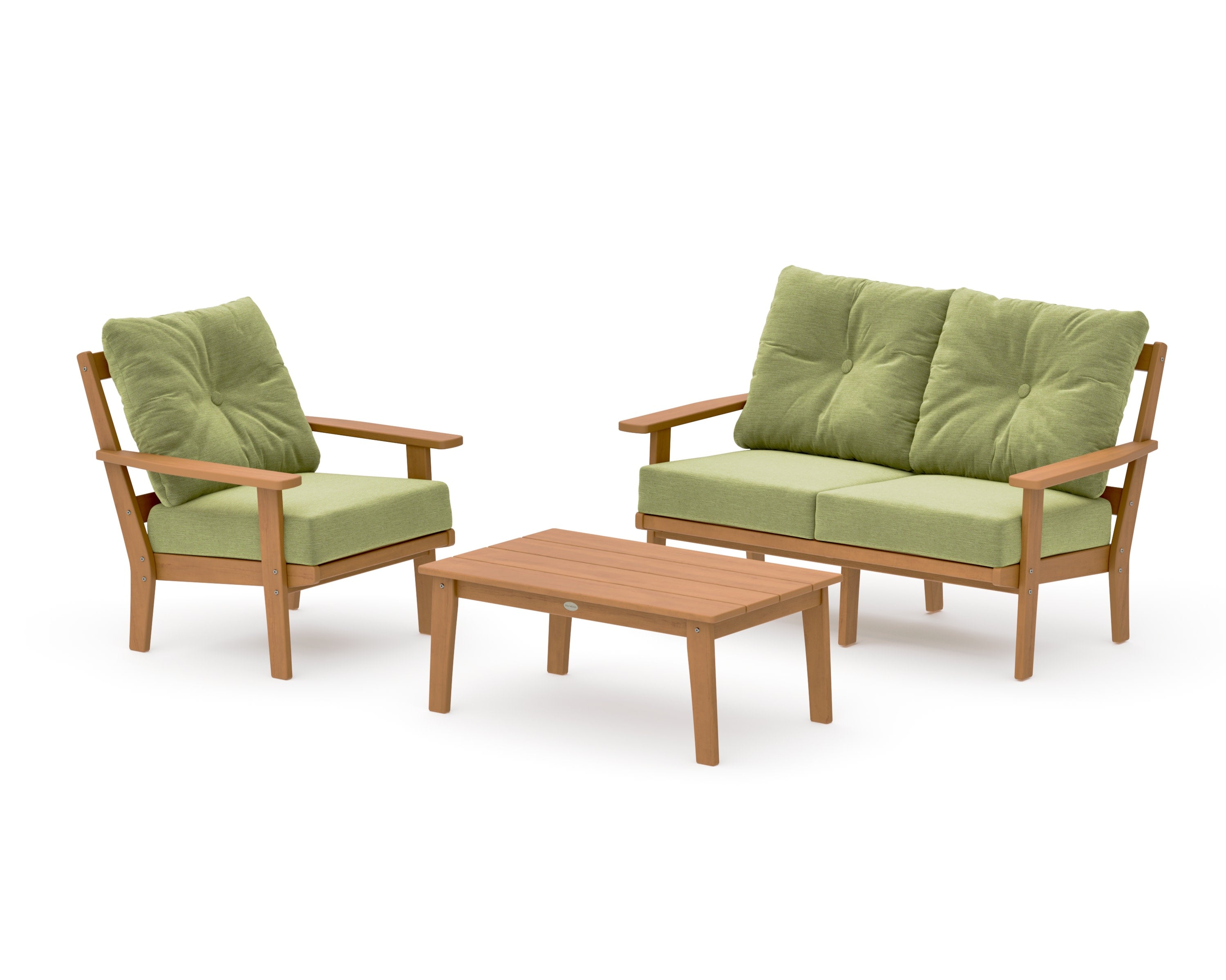 Prairie 3-Piece Deep Seating Set with Loveseat in Natural / Chartreuse Boucle