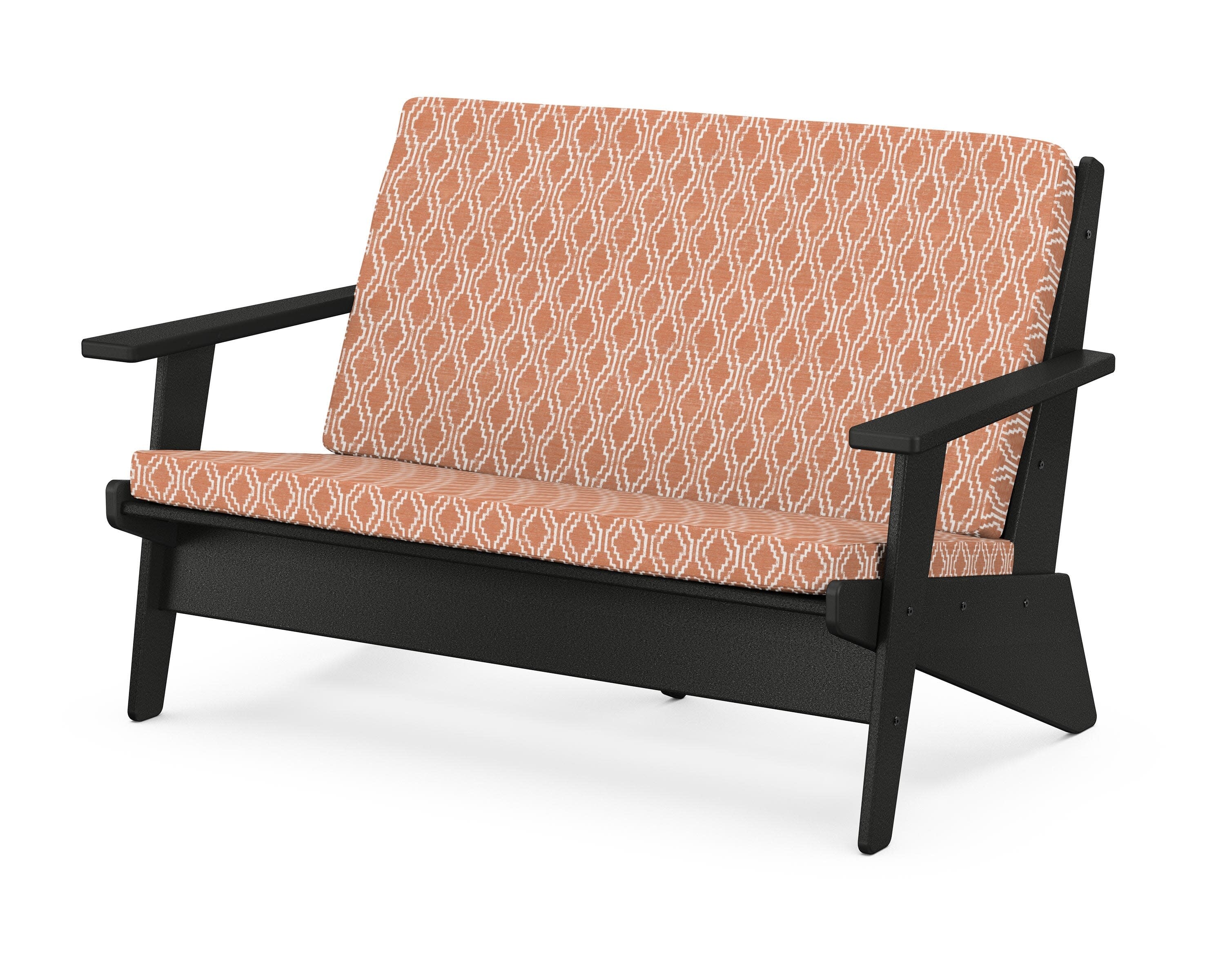 Riviera Modern Lounge Loveseat in Black / Solve Clay