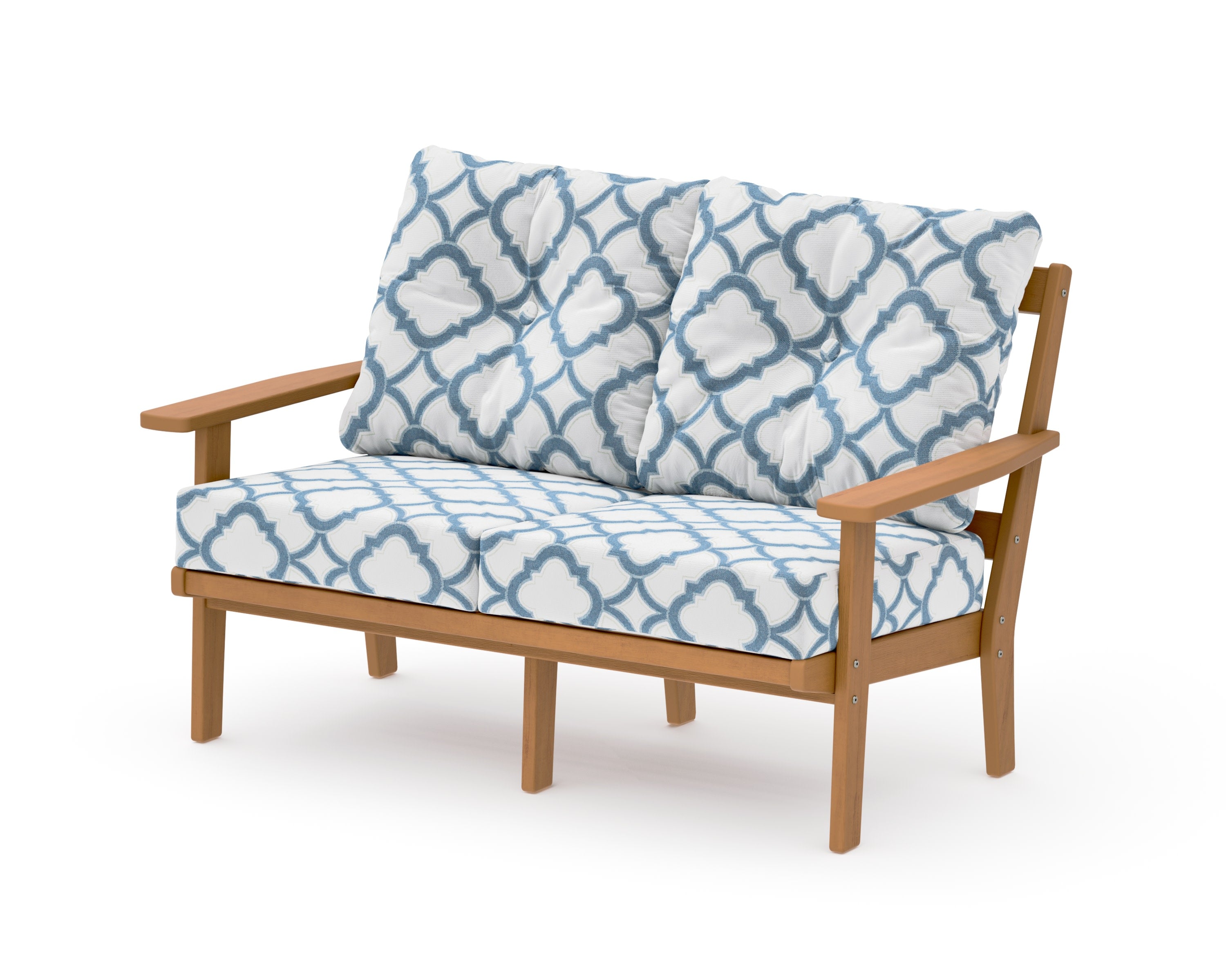 Prairie Deep SeatingLoveseat in Natural / Trellis Sky Blue