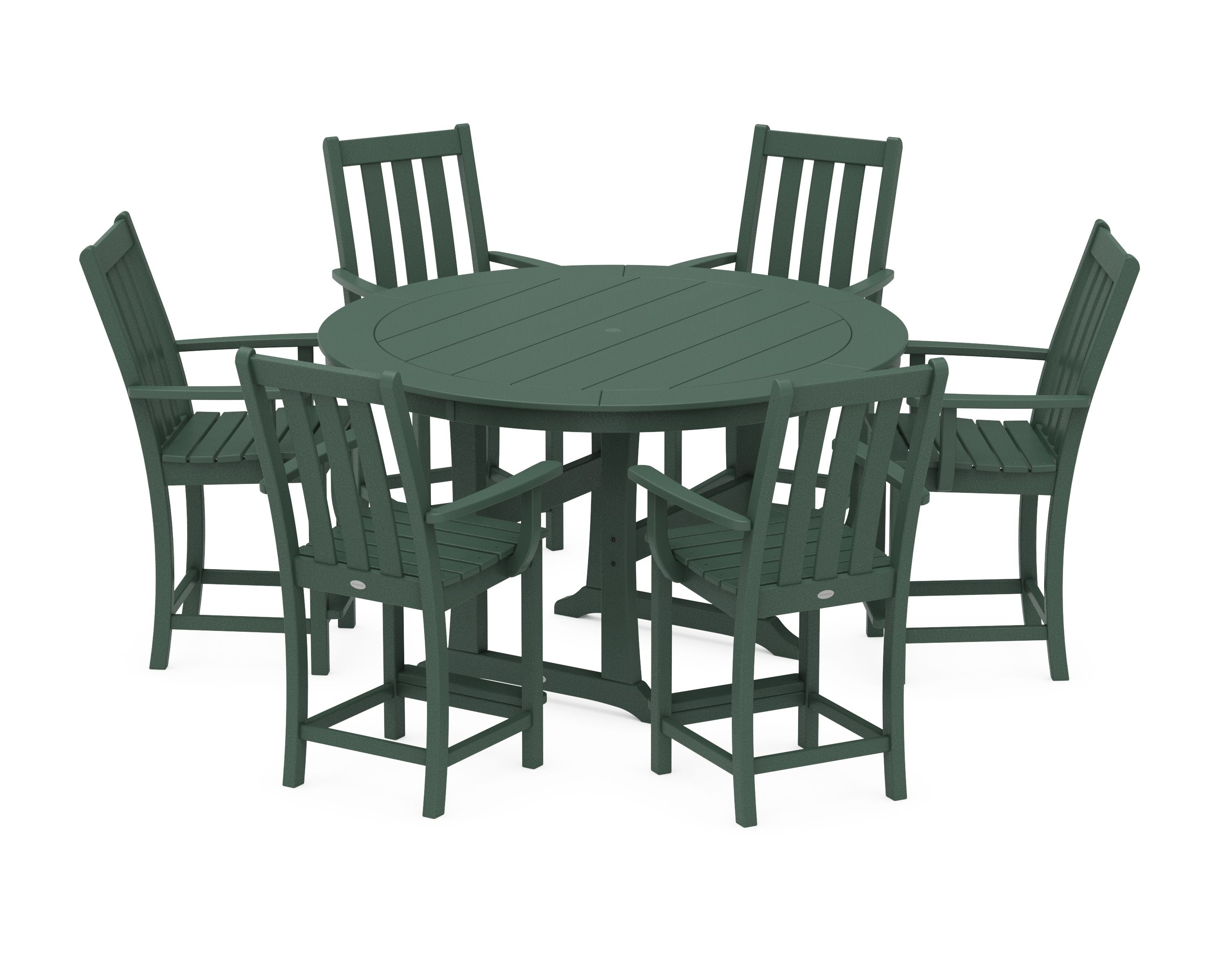 Vineyard 7-Piece Arm Chair Round Counter Set in Green