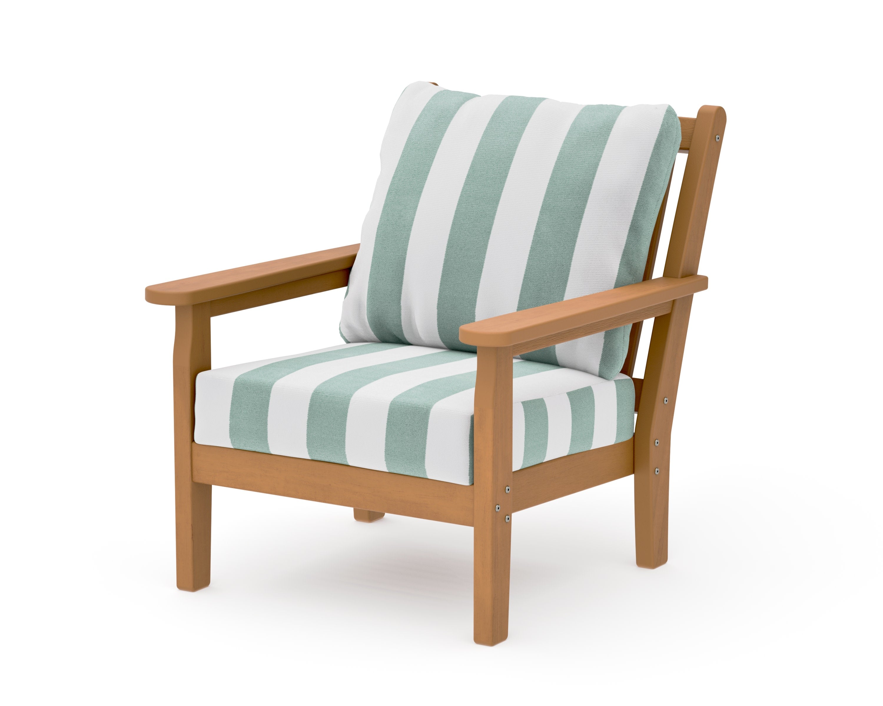 Chippendale Deep Seating Chair in Natural / Cabana Stripe Glacier Spa