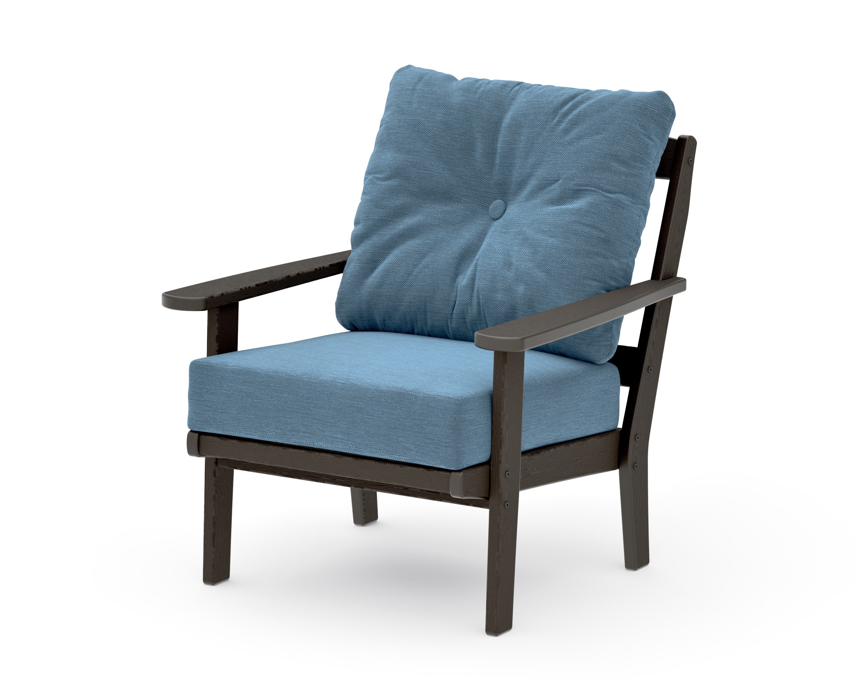 Mission Deep Seating Chair in Vintage Coffee / Sky Blue