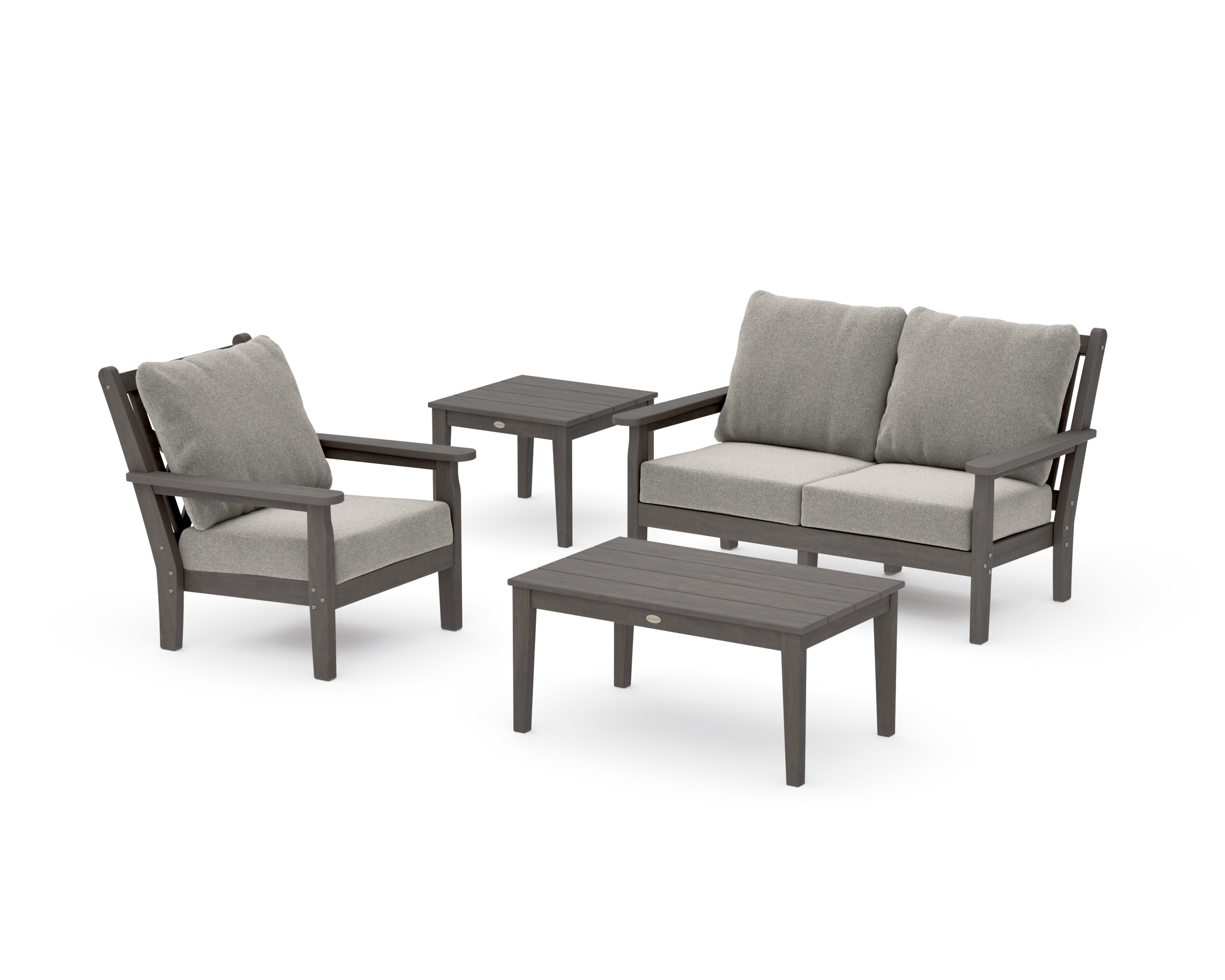 Chippendale 4-Piece Deep Seating Set in Driftwood / Weathered Tweed