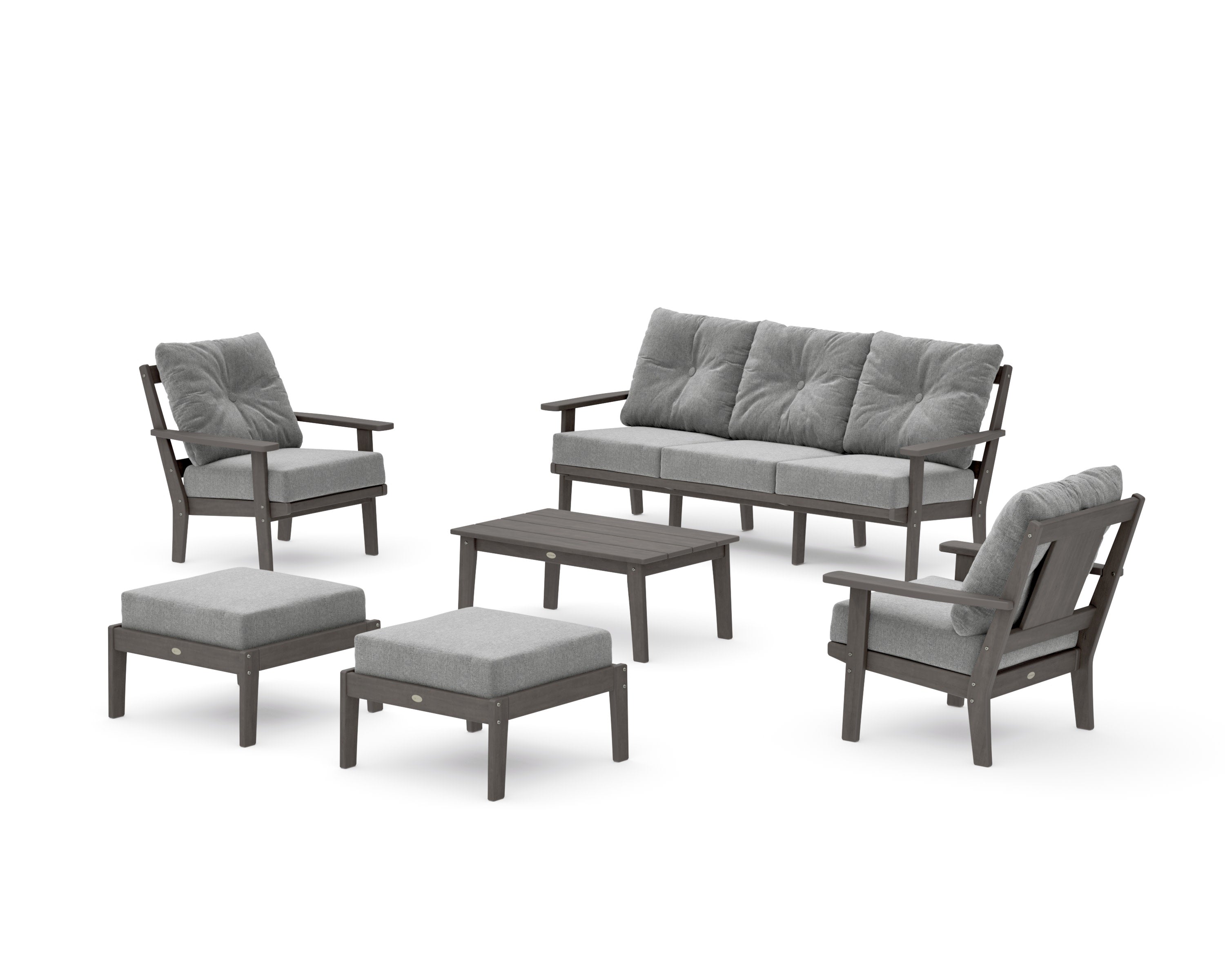 Prairie 6-Piece Lounge Sofa Set in Driftwood / Grey Mist