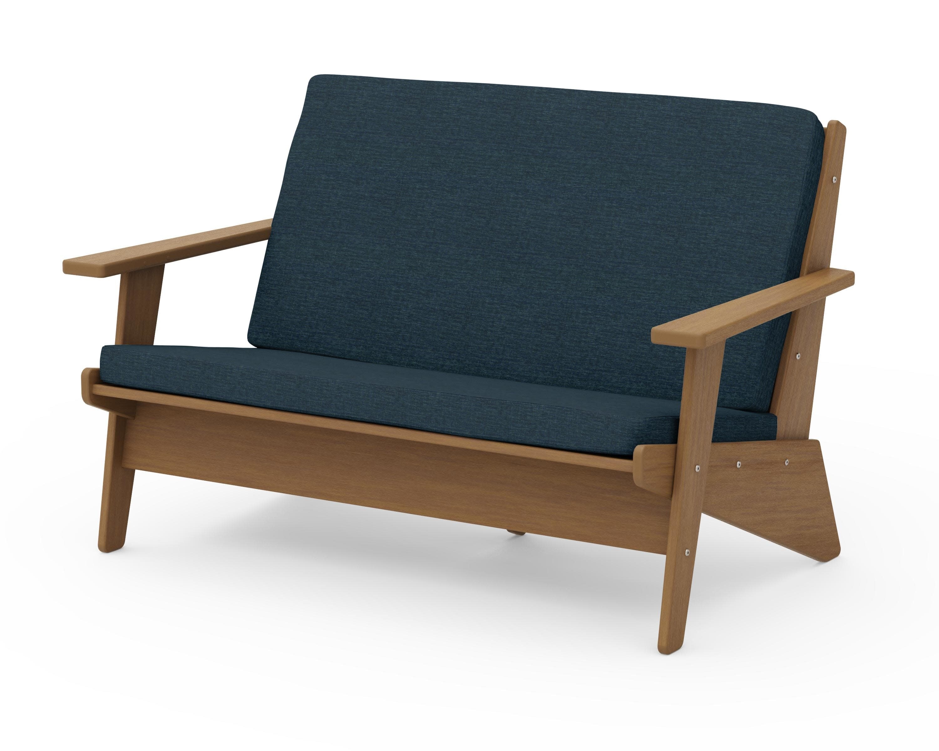 Riviera Modern Lounge Loveseat in Natural / Platform Indigo