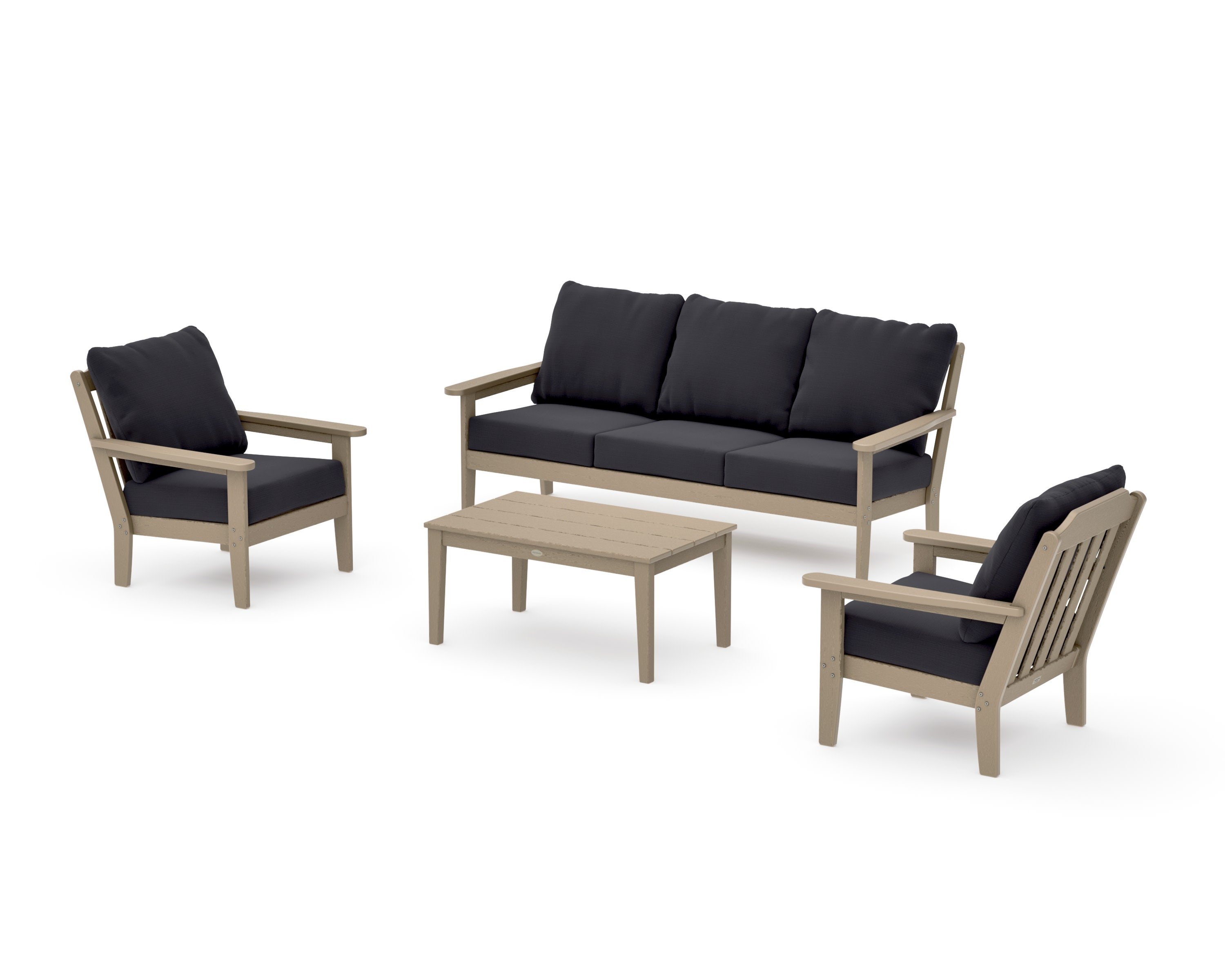Cottage 4-Piece Deep Seating Set with Sofa in Vintage Sahara / Midnight Linen