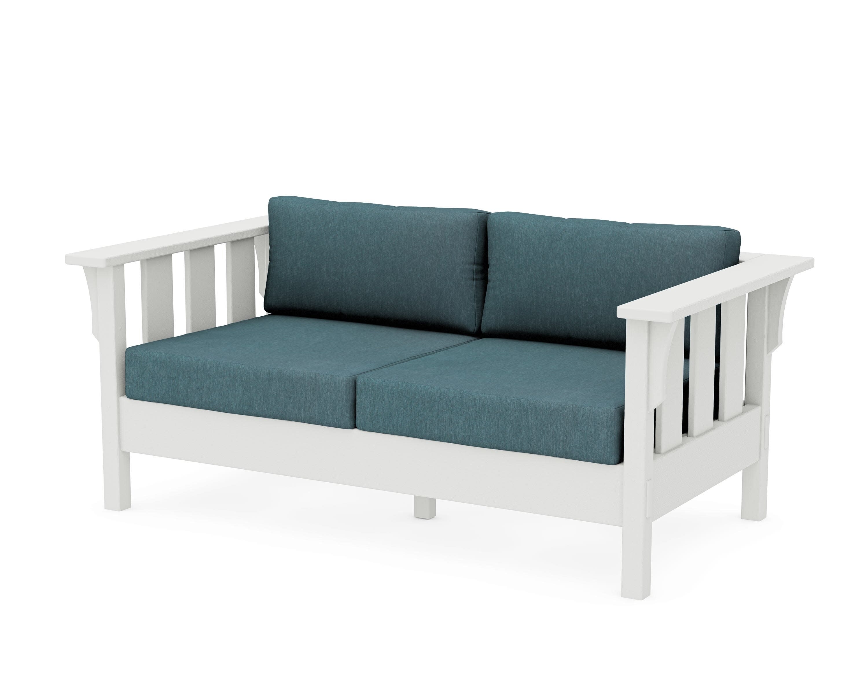 Acadia Deep Seating Loveseat in Vintage White / Ocean Teal