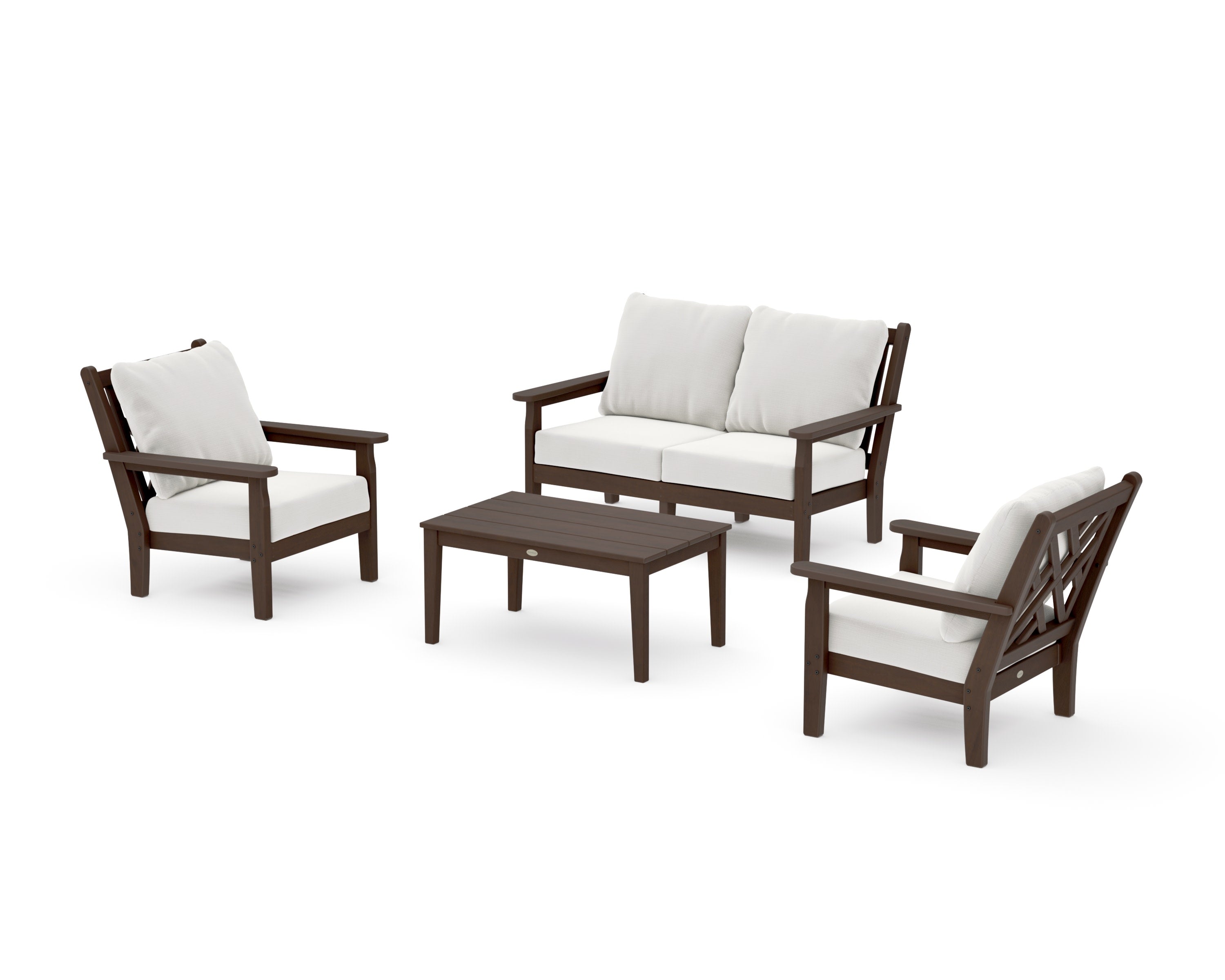 Chippendale 4-Piece Deep Seating Set with Loveseat in Kona / Natural Linen
