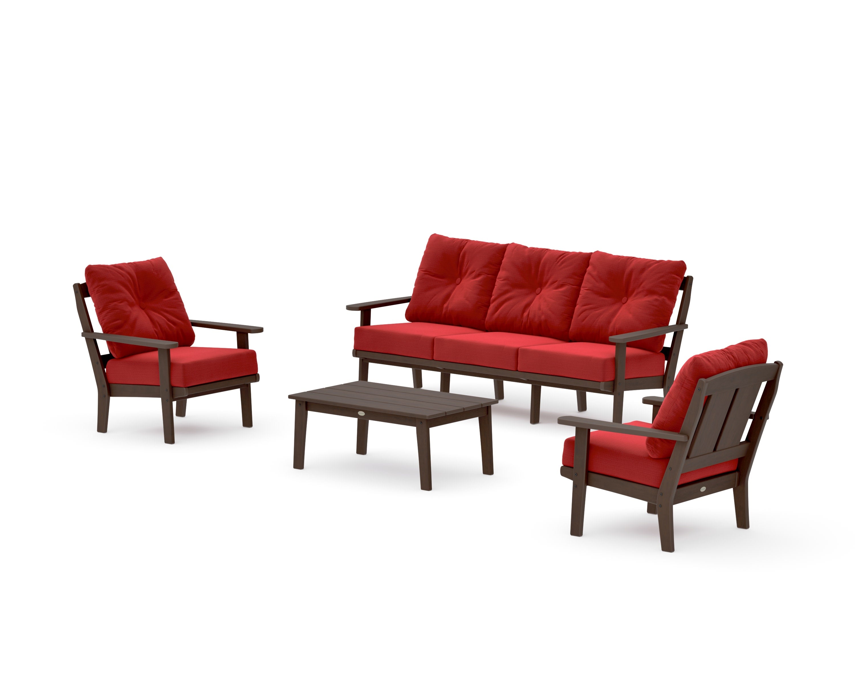 Mission 4-Piece Deep Seating Set with Sofa in Kona / Crimson Linen