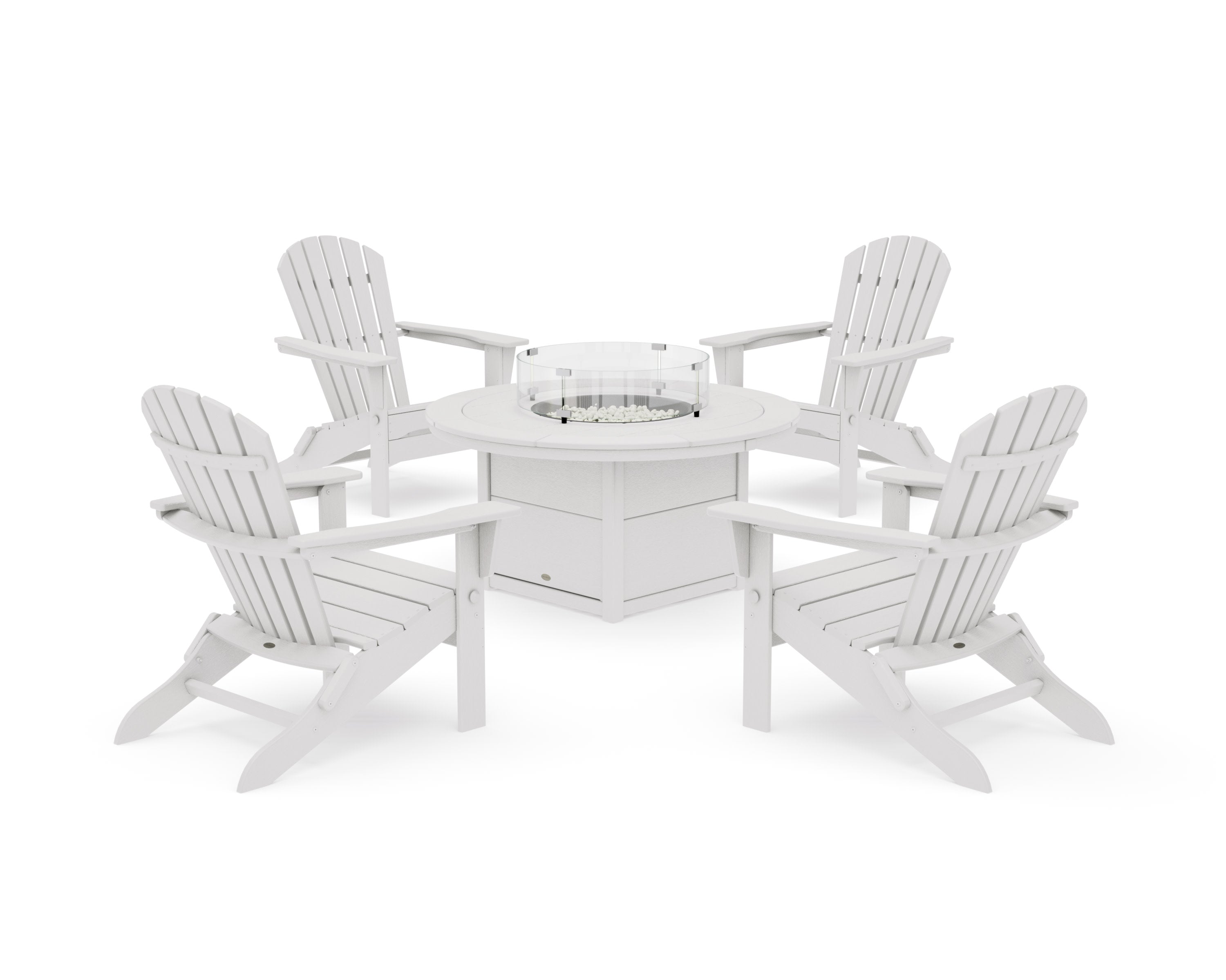 South Beach 5-Piece Folding Adirondack Fire Chat Set in Vintage White