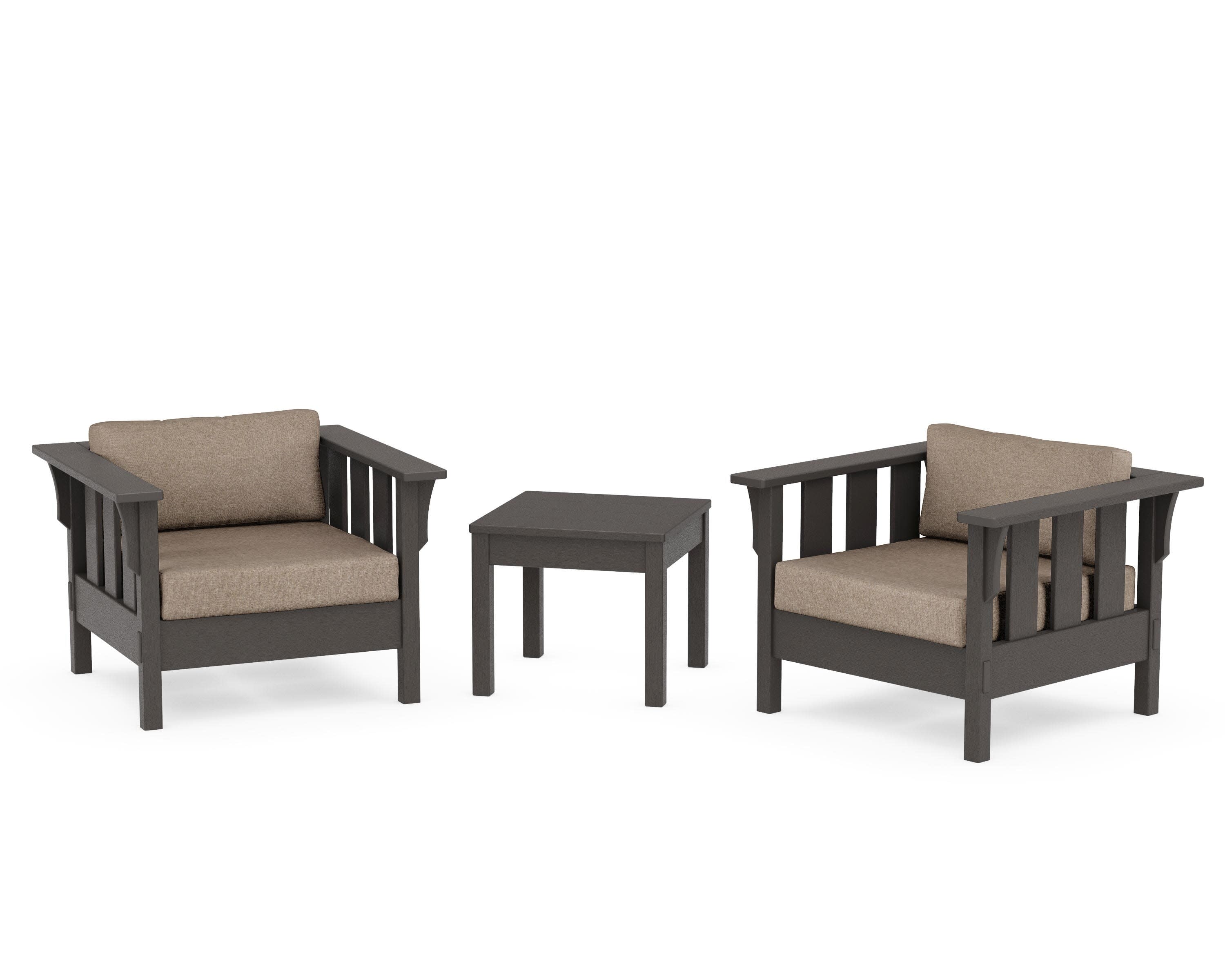 Acadia 3-Piece Deep Seating Set in Vintage Coffee / Spiced Burlap