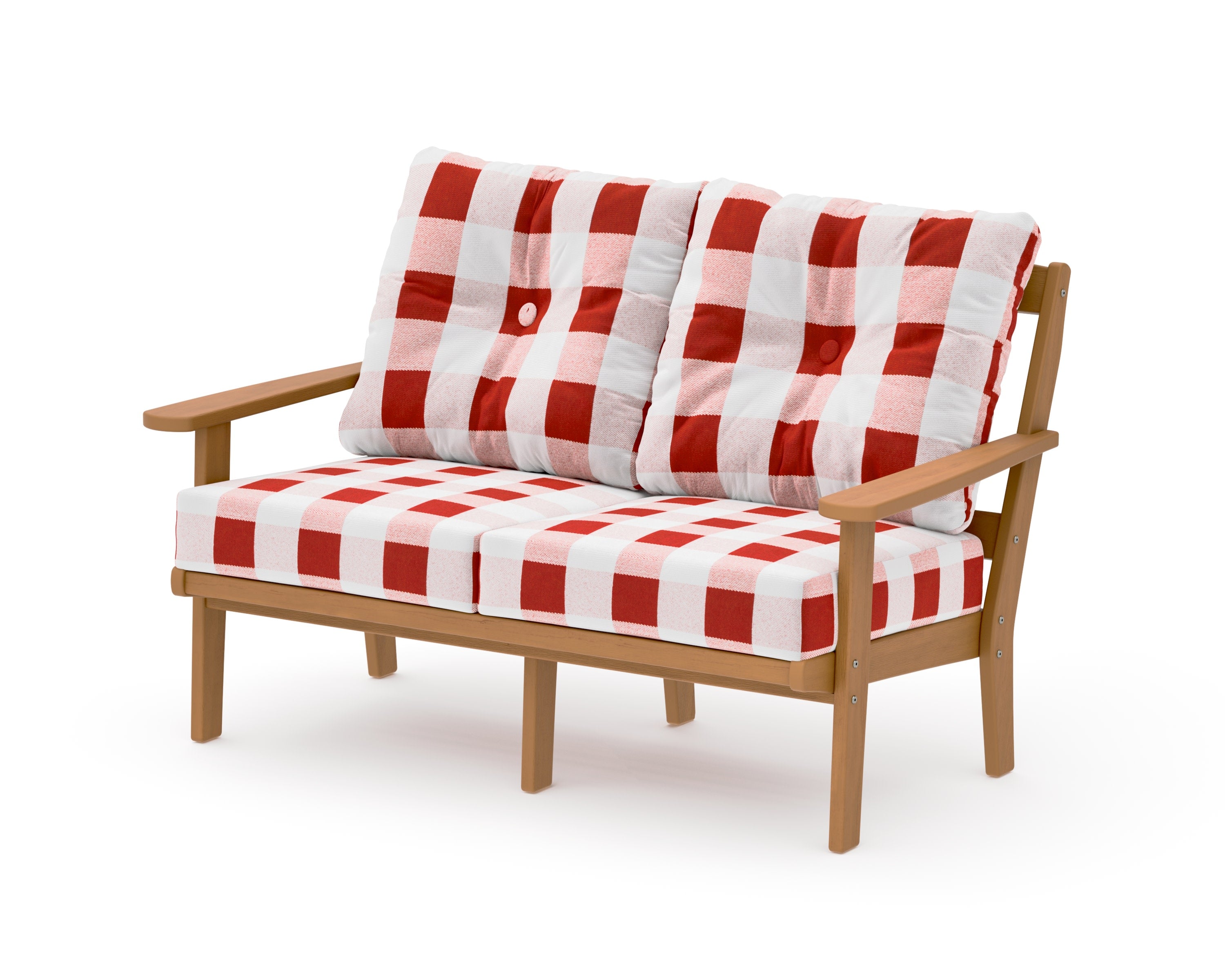 Mission Deep SeatingLoveseat in Natural / Buffalo Plaid Crimson