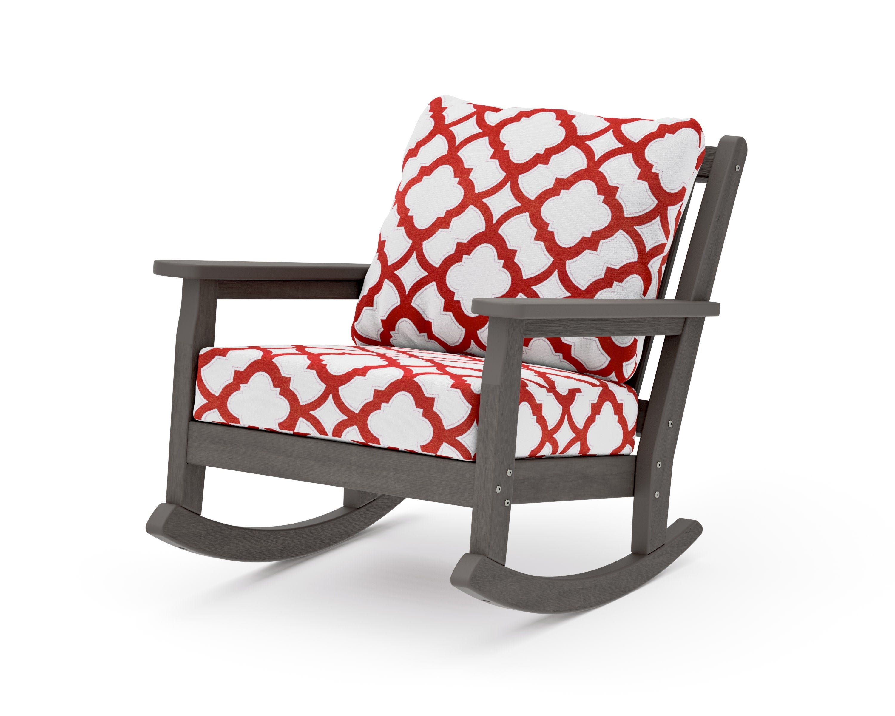 Chippendale Deep Seating Rocking Chair in Driftwood / Trellis Crimson